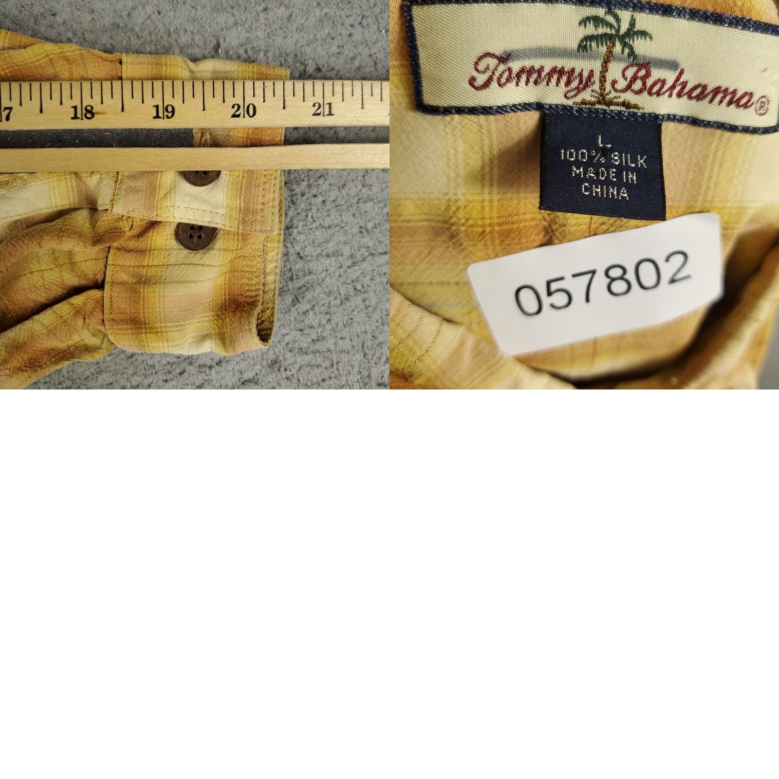 Tommy Bahama Tommy Bahama Button-Up Shirt Mens Large Brown Yellow Plaid Silk Long Sleeve Casual Classic Size US L / EU 52-54 / 3 - 8 Thumbnail