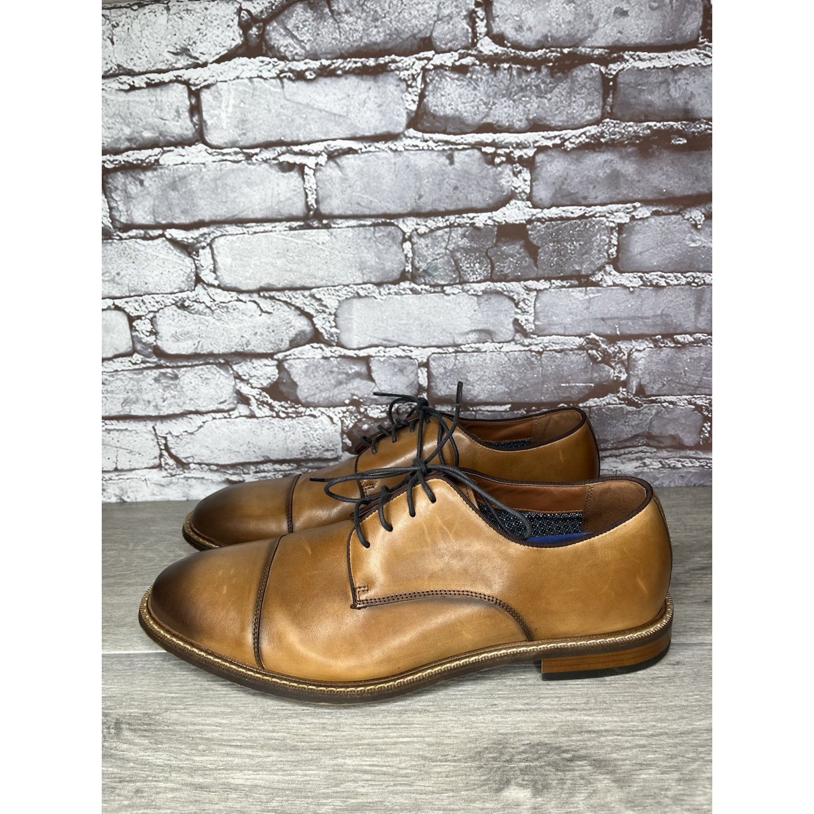 Vince Camuto Vince Camuto Lamson Cognac Brown Leather Dress Oxfords Shoes Size US 12 / EU 45 - 18 Thumbnail