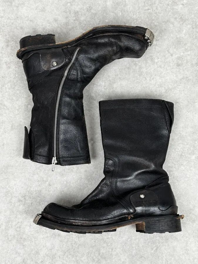 Dsquared2 2000s Dsquared2 Black Rock Metal Ankle Biker Leather Boots Size US 8 / EU 41 - 2 Thumbnail