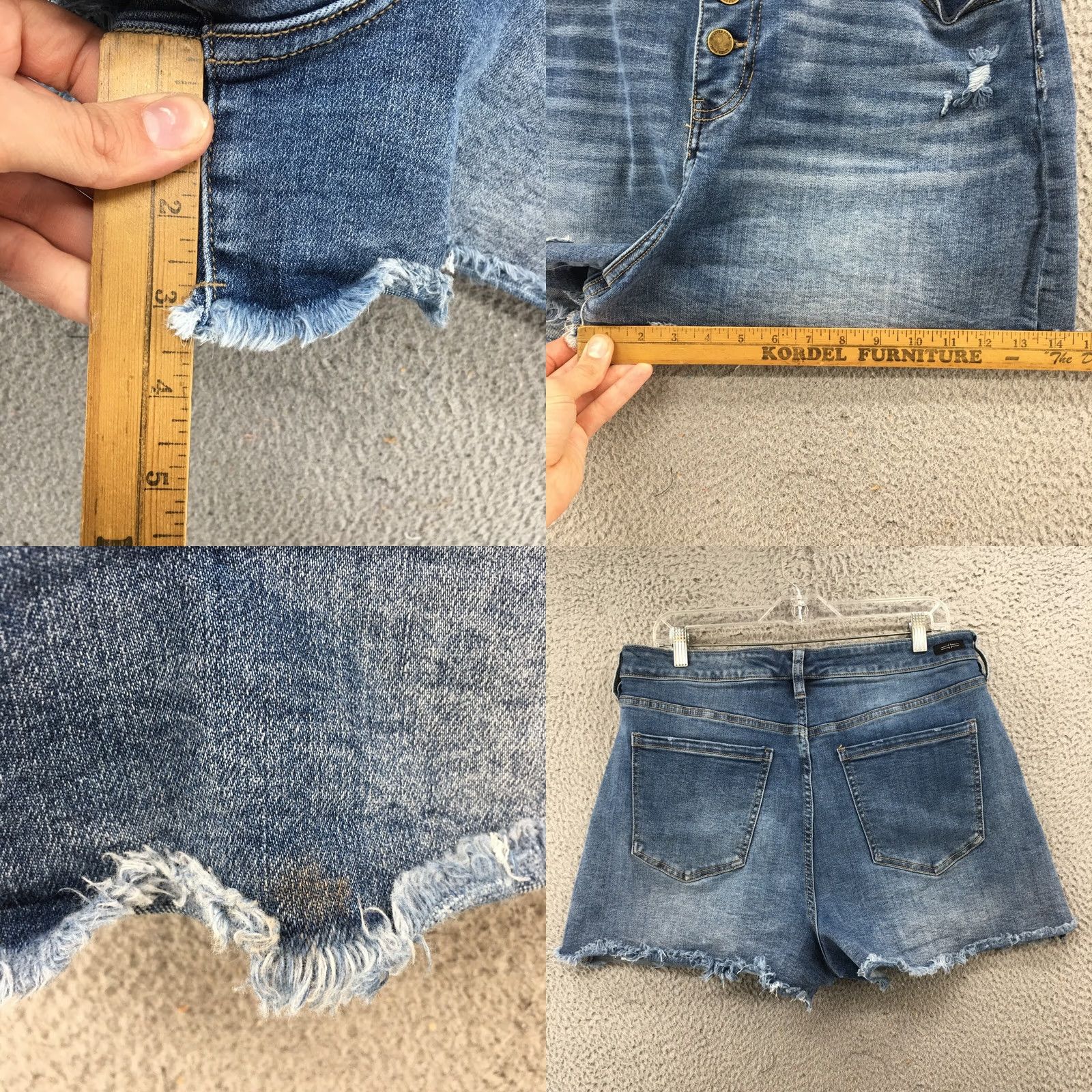 Vintage Liverpool Jeans Shorts Womens 14/32 Blue High Rise Button Fly Hot Pants Denim 3 in Inseam Black? Size 36" / US 14 / IT 50 - 8 Thumbnail