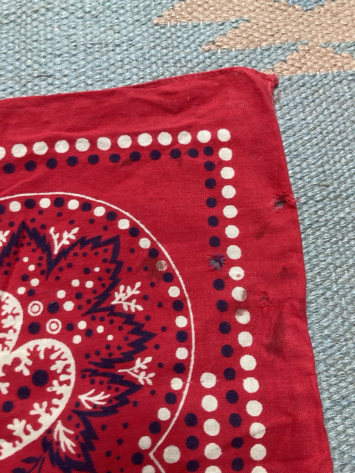 Vintage elephant bandana trunk down handkerchief dots selvedge cowbo Size ONE SIZE - 7 Thumbnail