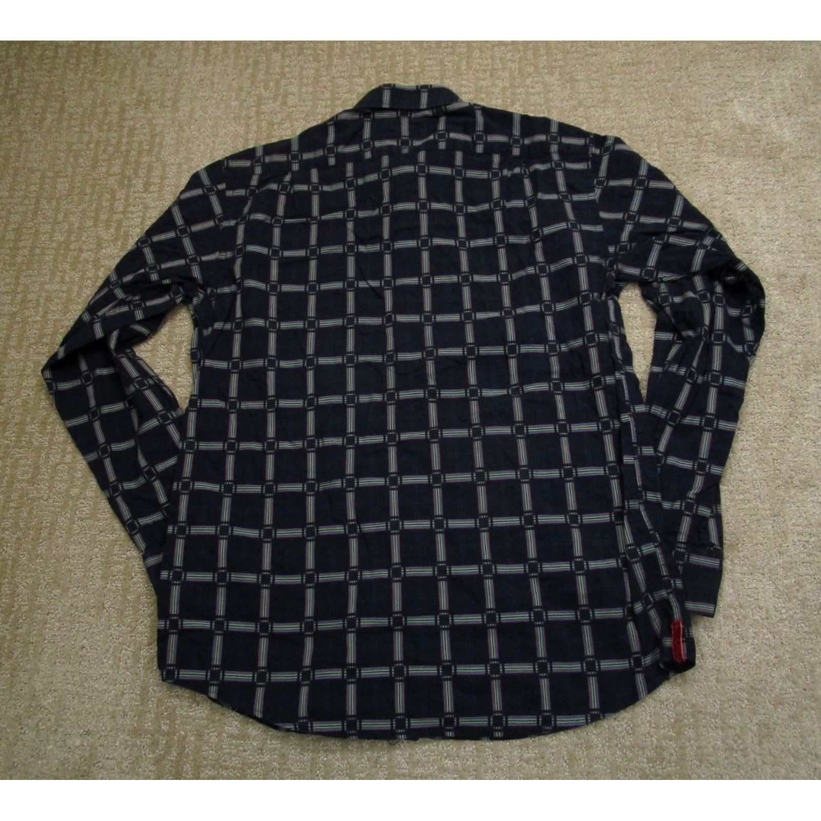 Vintage Visconti Black Button-Up Shirt Men XL Blue Grid Check Long Sleeve Button Down Size US XL / EU 56 / 4 - 3 Thumbnail