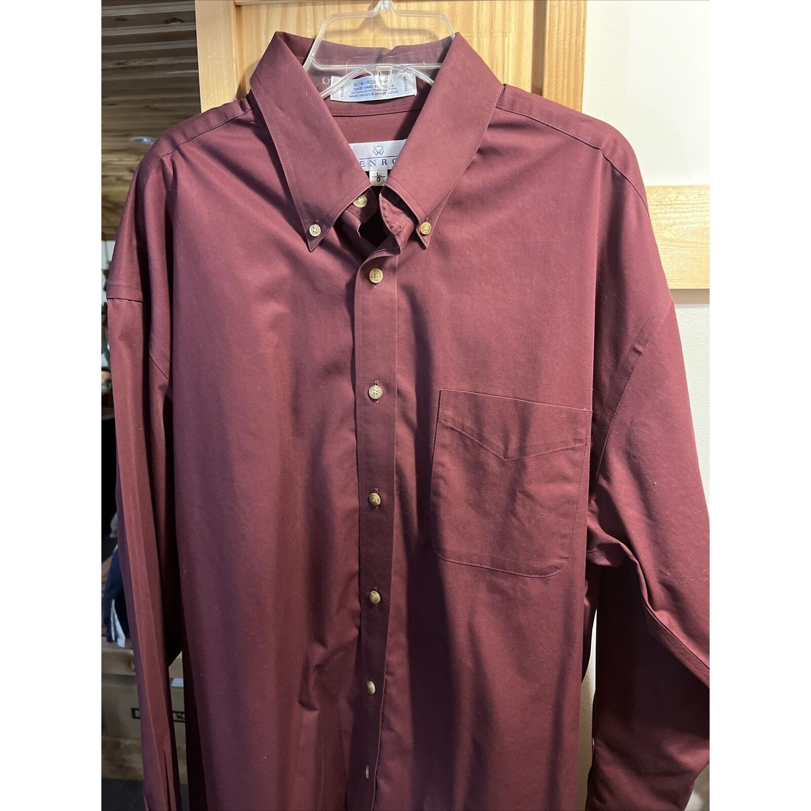 Enro ENRO Men's L Maroon LS Button Up Cotton Non-Iron Twill Shirt Size US L / EU 52-54 / 3 - 11 Thumbnail