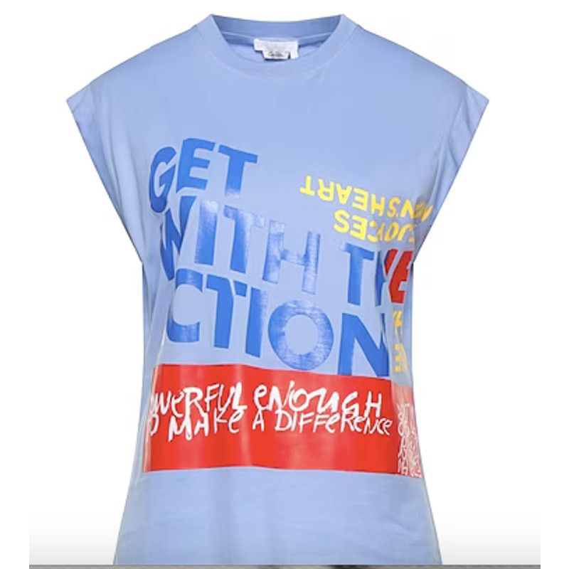 image of Chloe Corita Kent Graphic Print Cotton Jersey T Shirt Tender Blue, Women's (Size Medium)