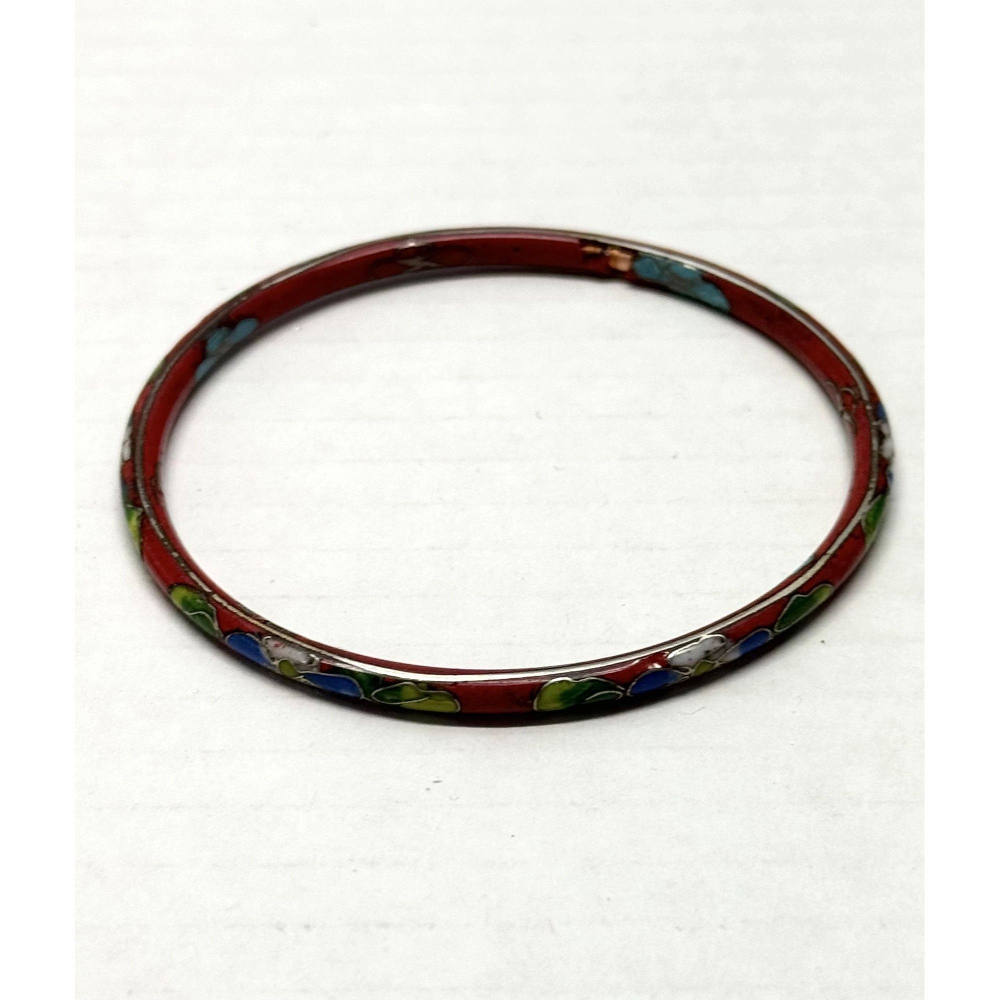 Vintage Vintage red cloisonné enamel bangle bracelet Size ONE SIZE - 2 Thumbnail