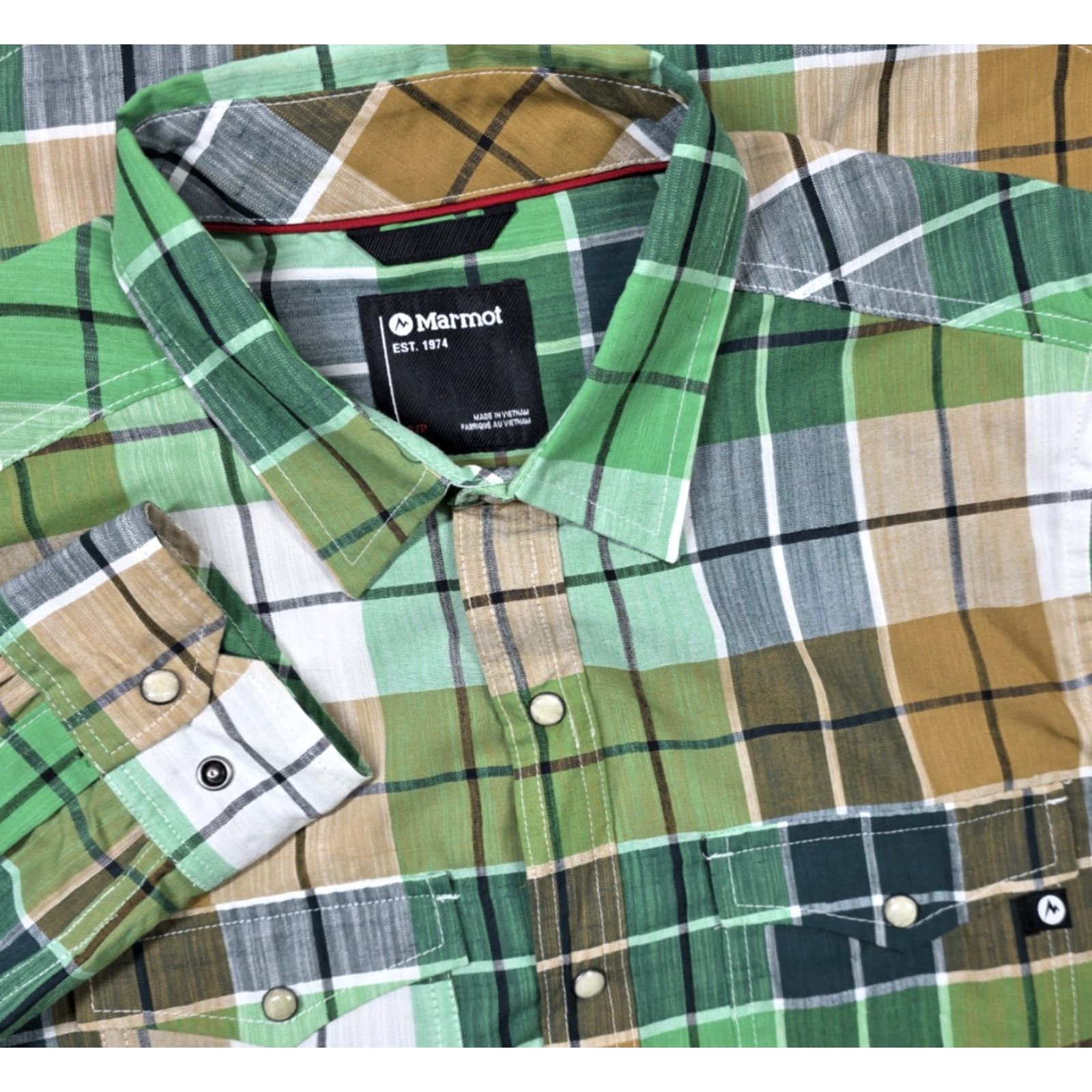 Marmot Marmot Parkfield Shirt Mens S Green Plaid Long Sleeve Pearl Snap Western Cowboy Shirt Size US S / EU 44-46 / 1 - 2 Thumbnail
