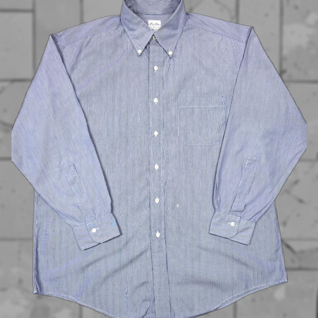 Brooks Brothers VINTAGE Brooks Brothers Makers Long Sleeve Shirt Mens 16-3 Button Up Blue Stripe USA Size US L / EU 52-54 / 3 - 1 Thumbnail