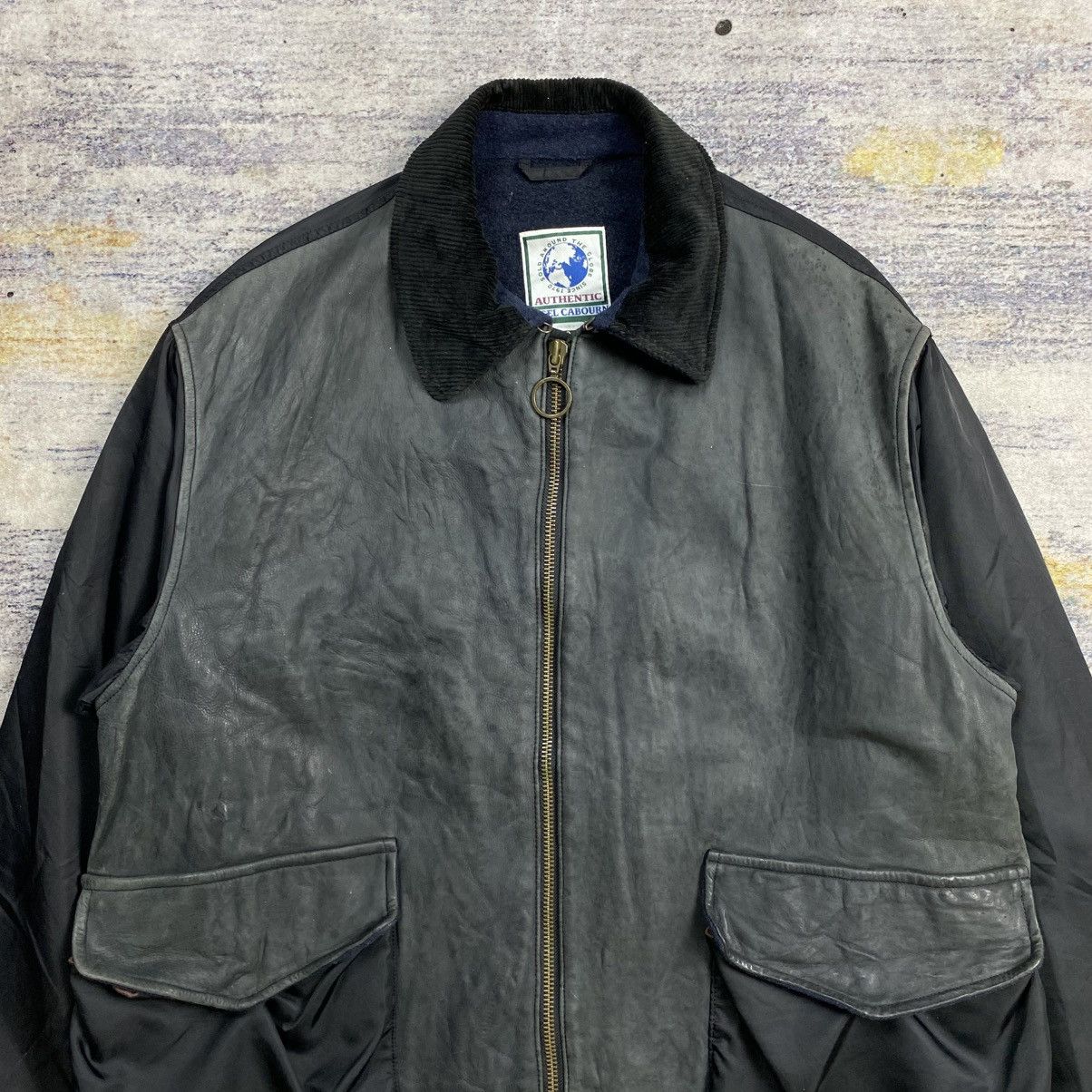 Nigel Cabourn Vintage Archive Nigel Cabourn leather jacket mix nylon Size US XL / EU 56 / 4 - 3 Thumbnail