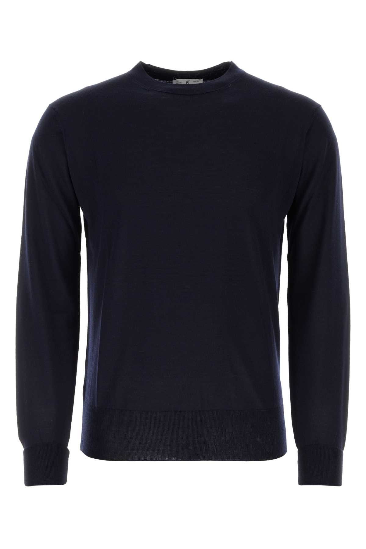 image of Pt Torino Midnight Blue Wool Sweater, Men's (Size Small)