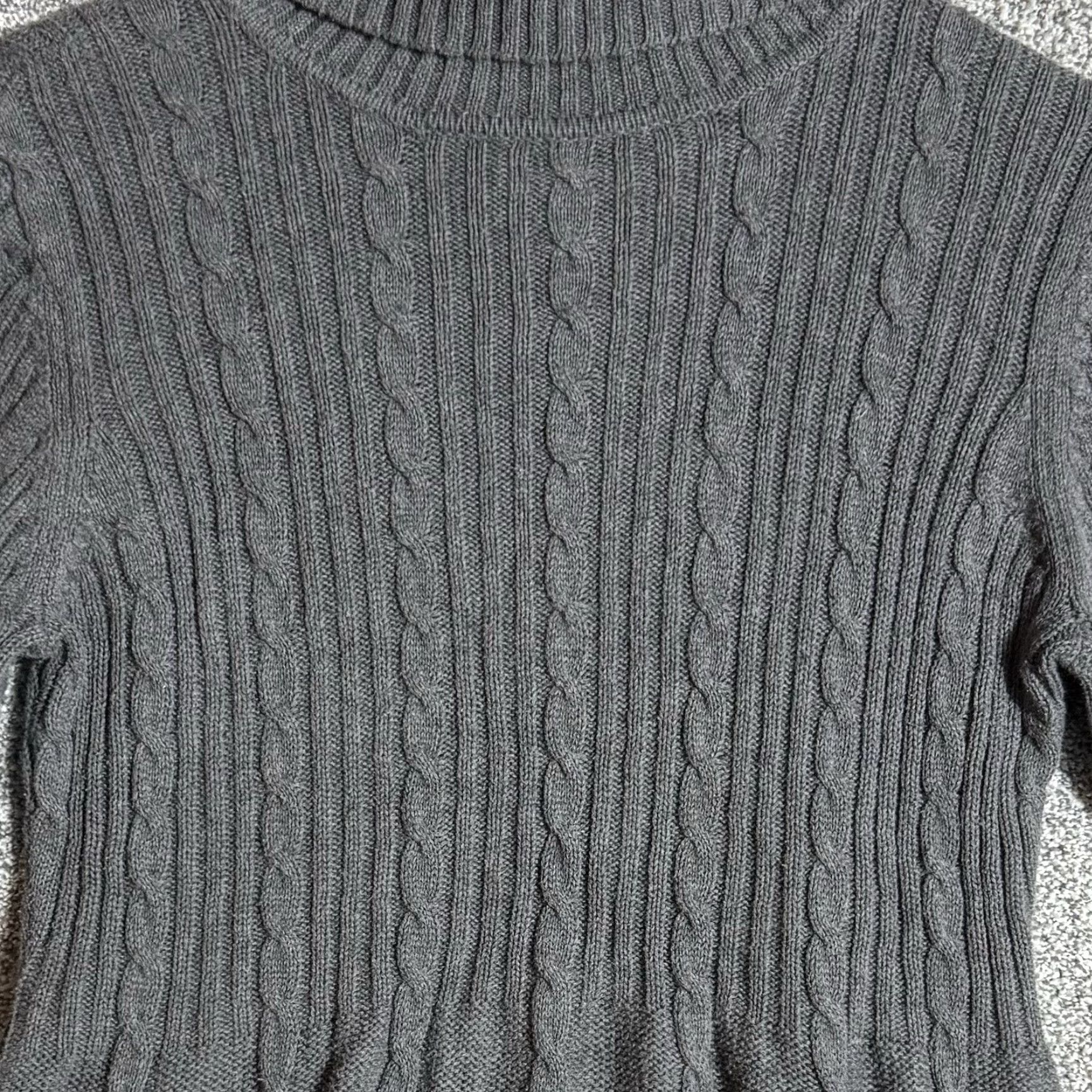 Vintage Hannah Sweater Womens XL Cable Knit Turtleneck Pullover Knit 100% Cotton Gray Y2K Vintage Grandmacore Peasant Cozy Warm Size XL / US 12-14 / IT 48-50 - 4 Thumbnail