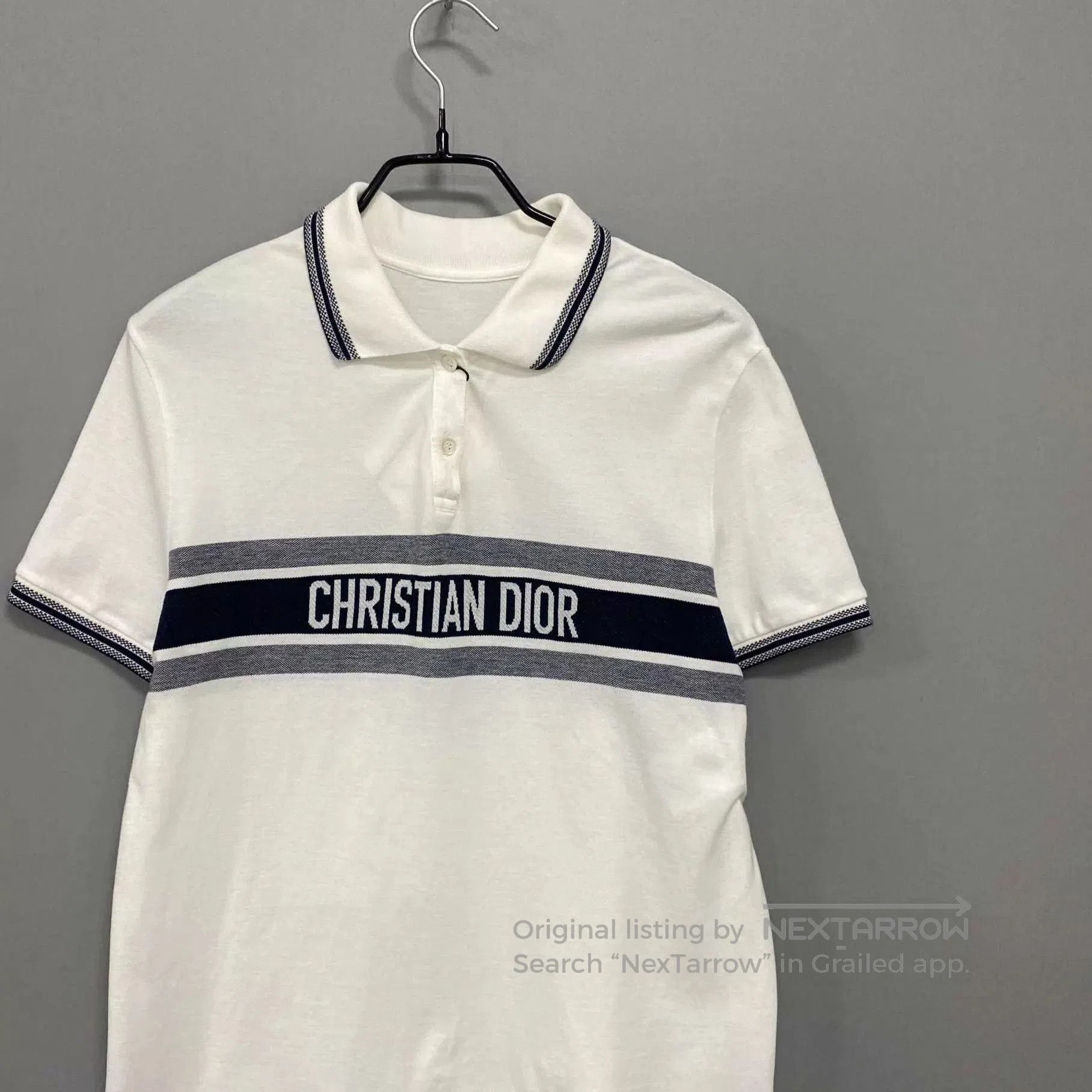 Dior White Striped Short-Sleeve Polo Shirt. Size US M / EU 48-50 / 2 - 2 Thumbnail