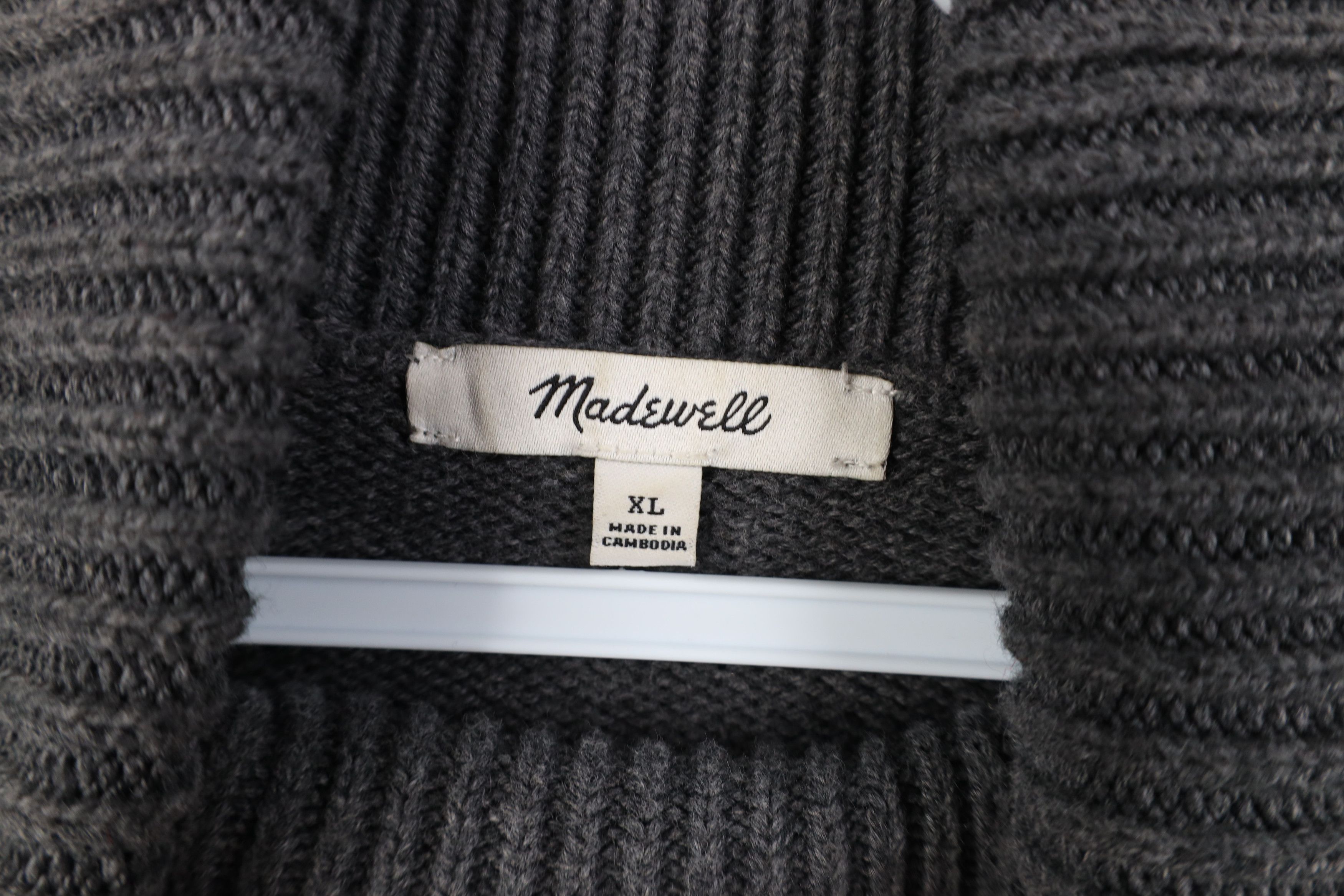 Madewell Madewell Blank Cotton Ribbed Knit Turtleneck Sweater Gray Size XL / US 12-14 / IT 48-50 - 6 Thumbnail