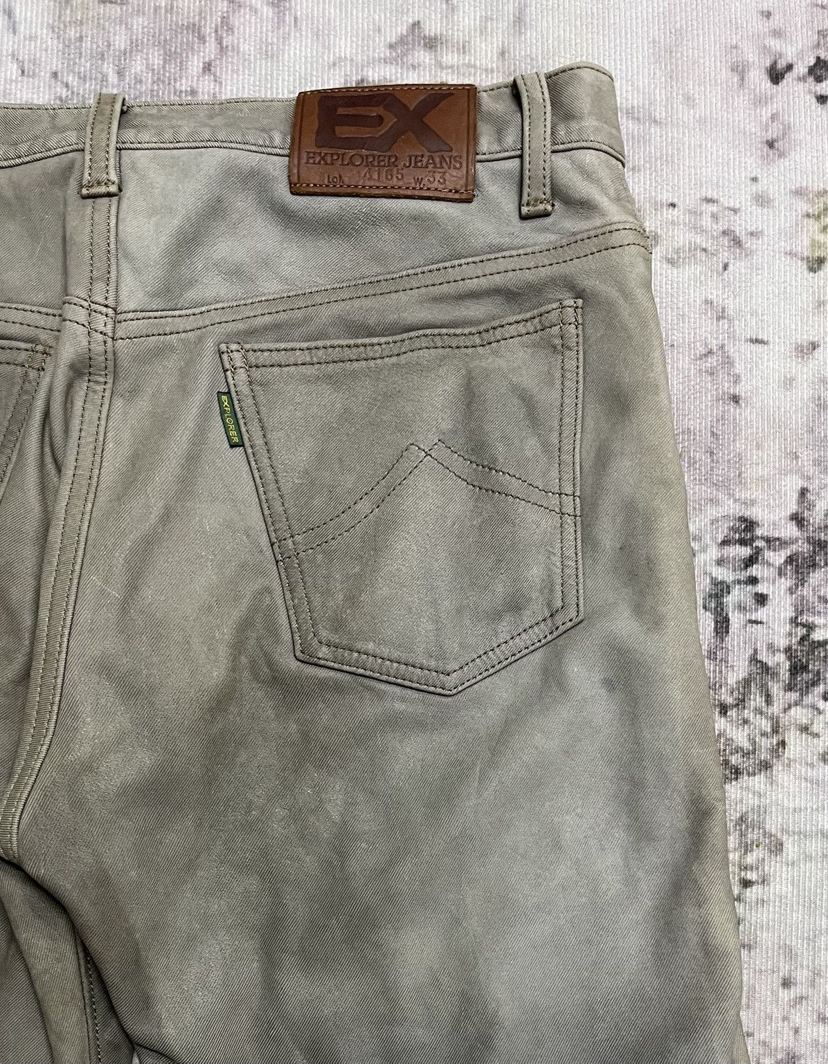 Japanese Brand × Leather Vintage Exalito Washable Leather Explore Jeans Rare Size US 31 - 14 Thumbnail