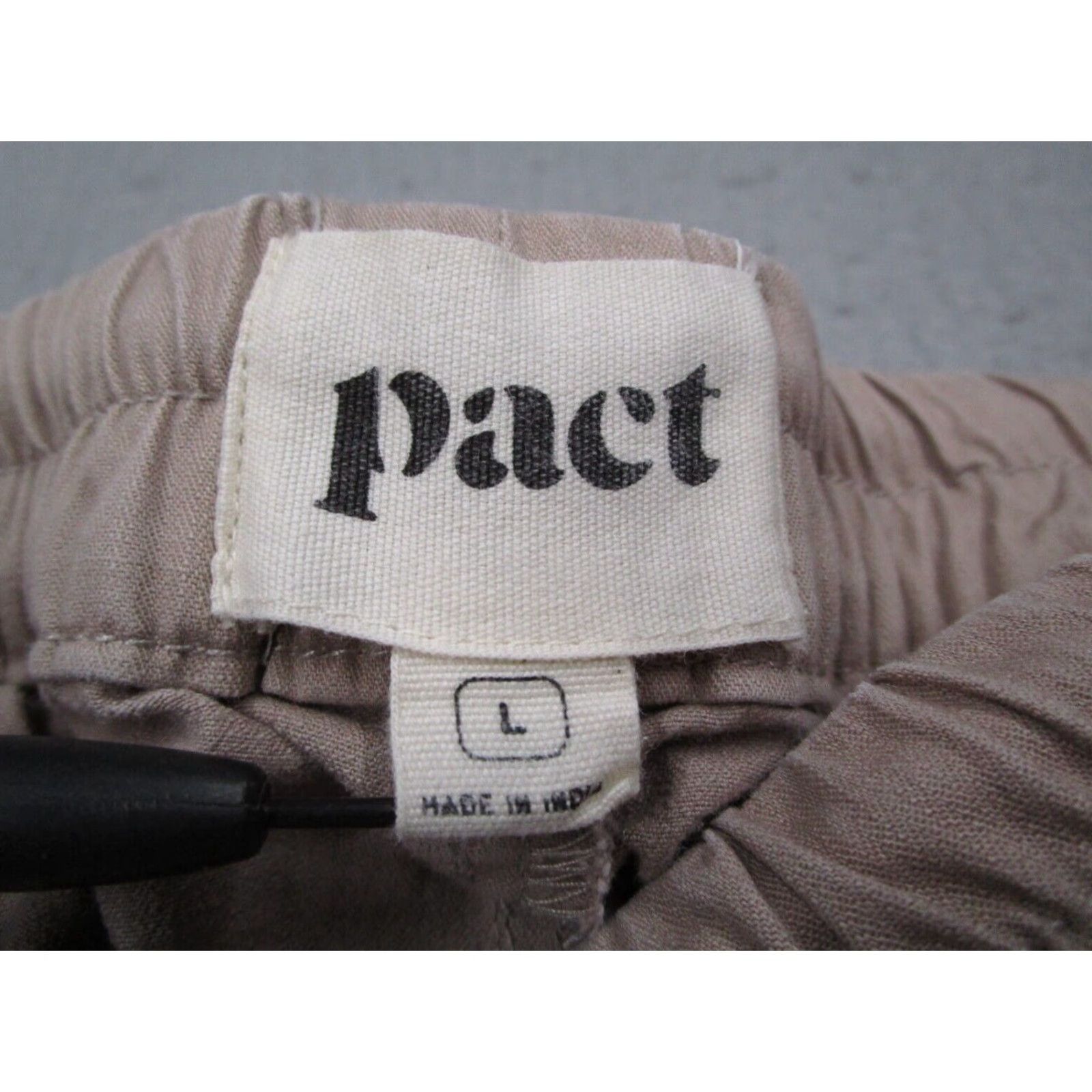 Vintage Pact Mens Beige Twill Joggers Large Organic Cotton Blend Tapered Work Hike Pants Size US 33 - 3 Thumbnail