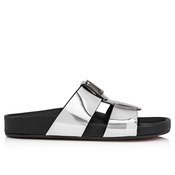 Christian Louboutin o1bcso1str1024 Dhabubizz Flat in Black/Silver Size US 12 / EU 45 - 1 Thumbnail
