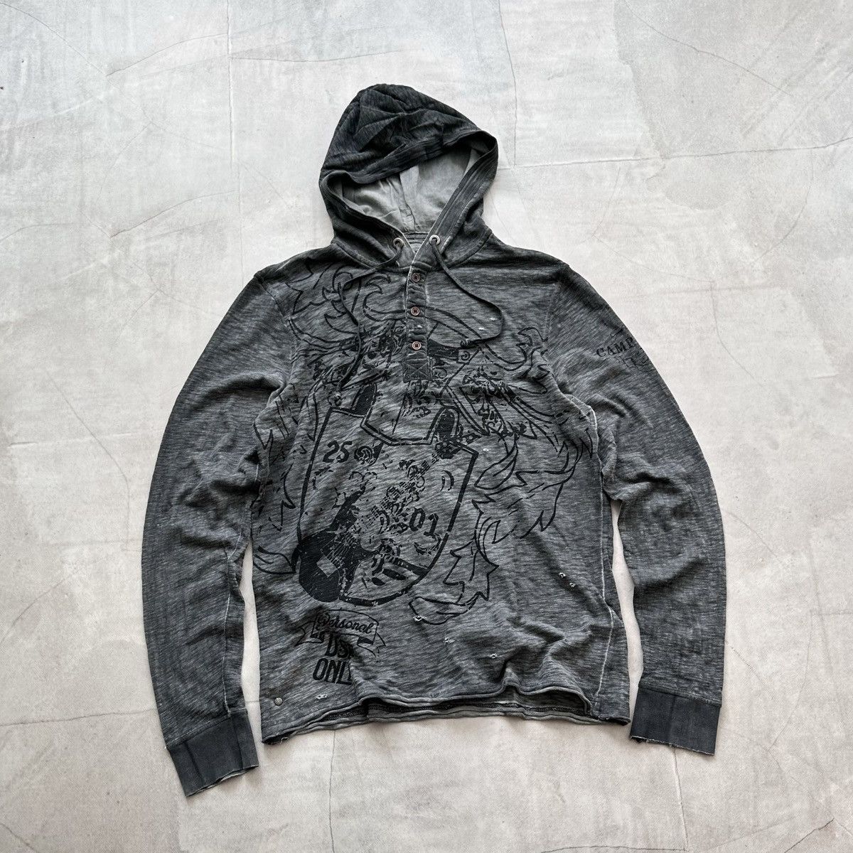 Hysteric Glamour Y2K Tribal Distressed Long Sleeve Hoodie Number Nine Style Size US L / EU 52-54 / 3 - 1 Thumbnail
