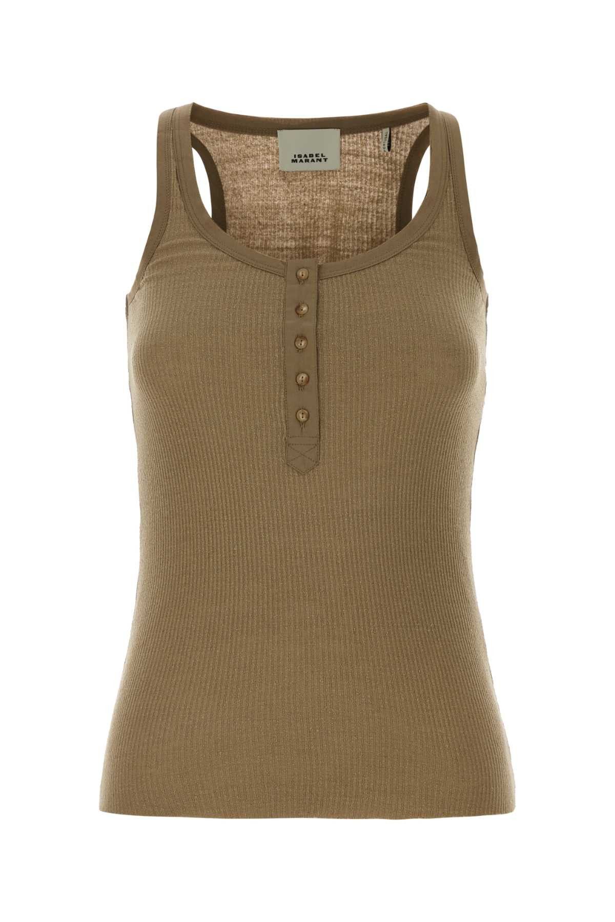 Isabel Marant Khaki Silk Helma Tank Top Size S / US 4 / IT 40 - 1 Thumbnail