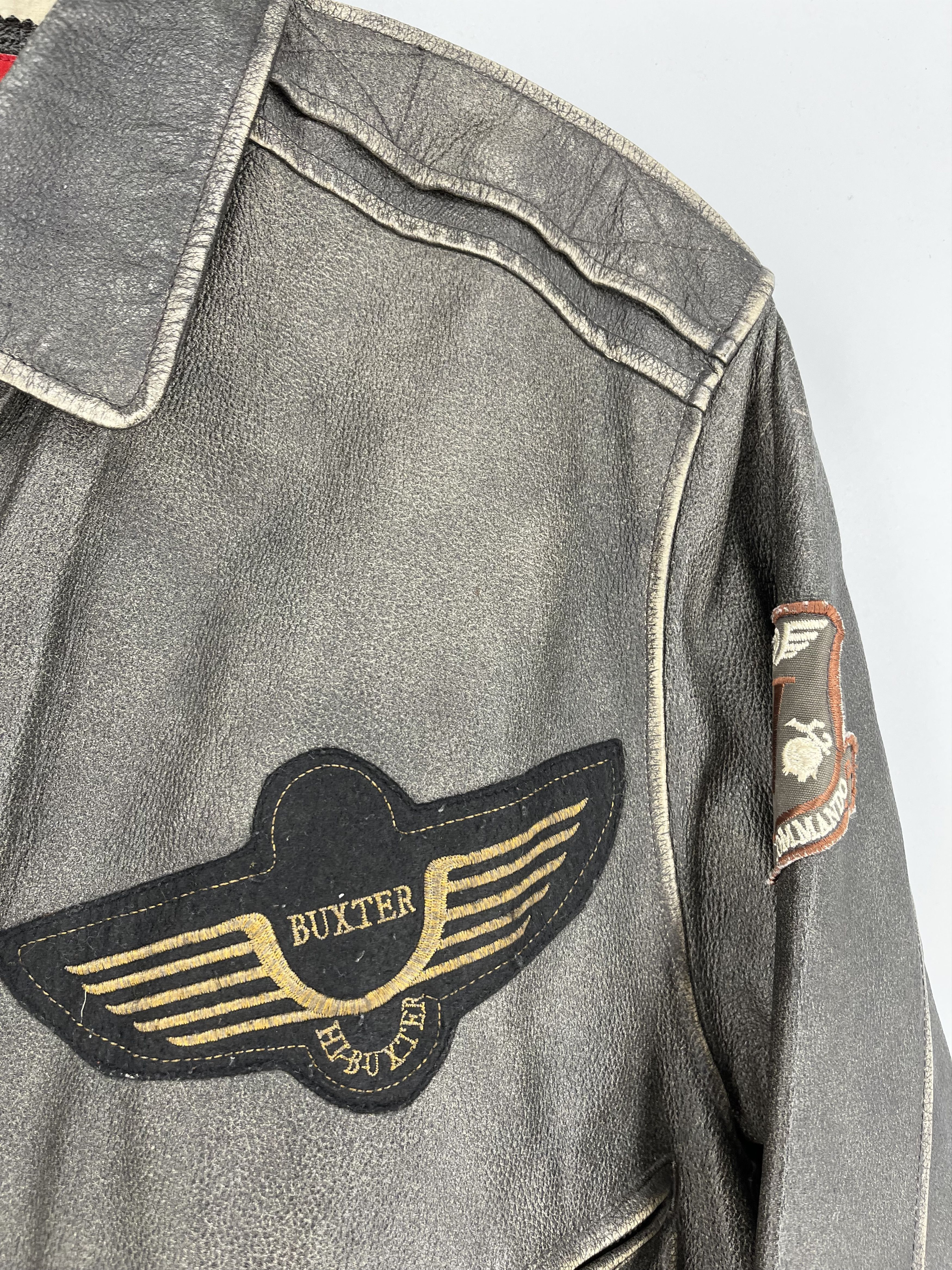 Vintage Explorer Vtg Leather Bomber Jacket – Distressed Patina 90s Size US XXL / EU 58 / 5 - 8 Thumbnail