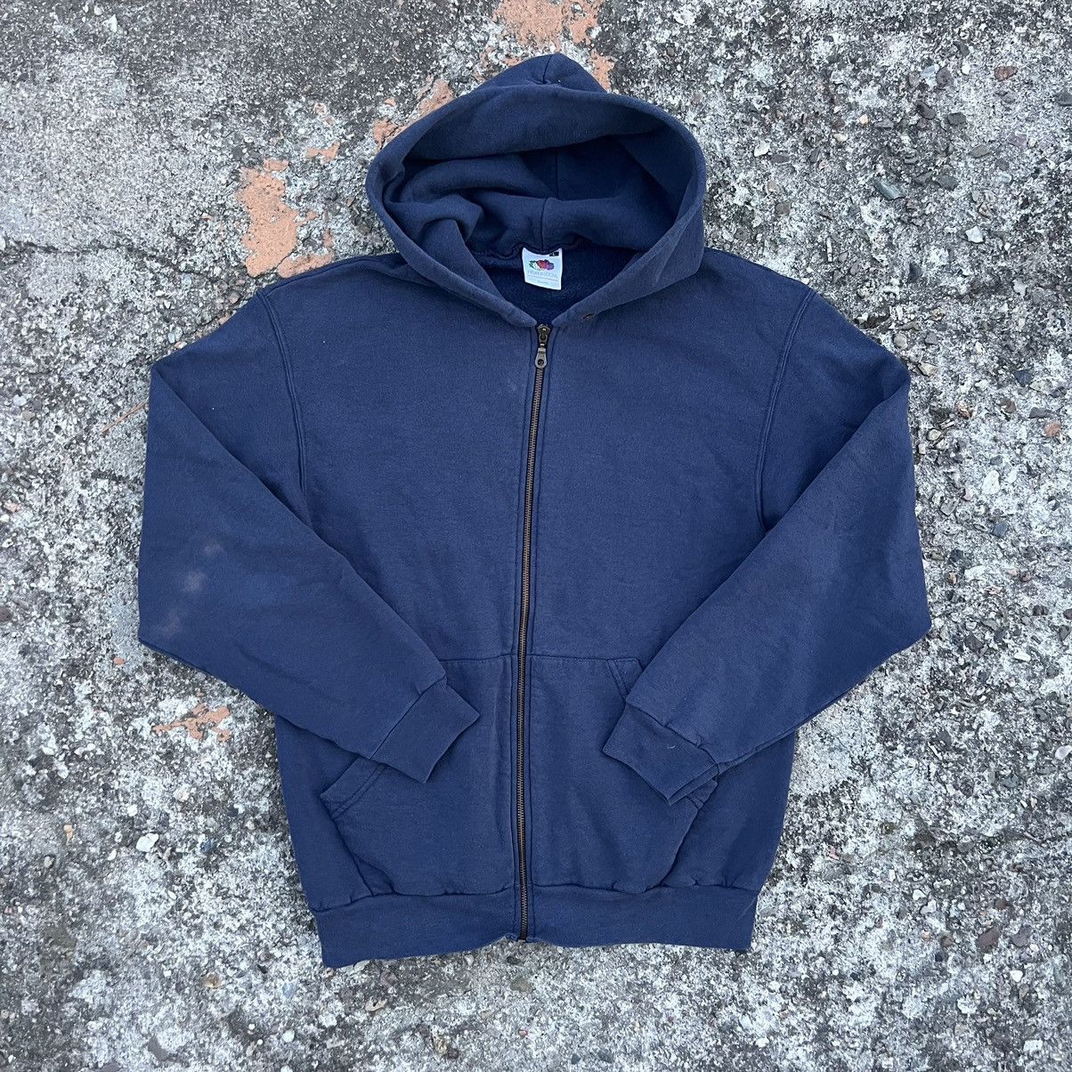 Vintage Vintage 00s Boxy Washed Navy Cropped Blank Hoodie Size US XL / EU 56 / 4 - 1 Thumbnail