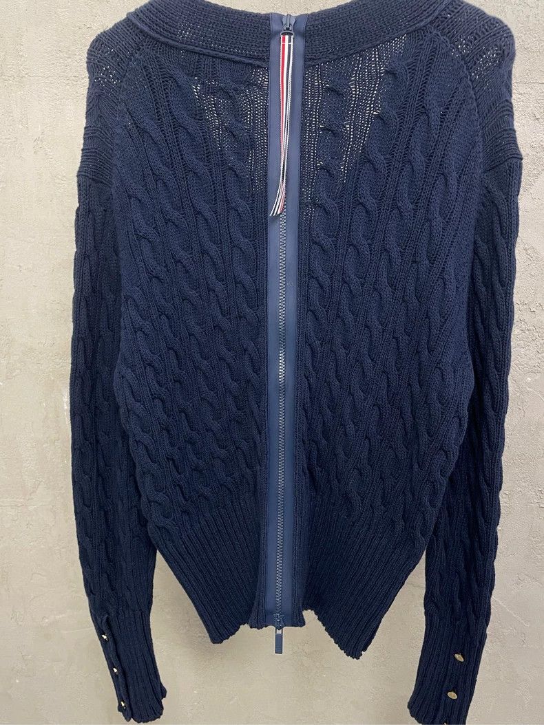 Thom Browne Thom browne Navy blue back zipper gold buckle knitted jacke Size US S / EU 44-46 / 1 - 4 Thumbnail