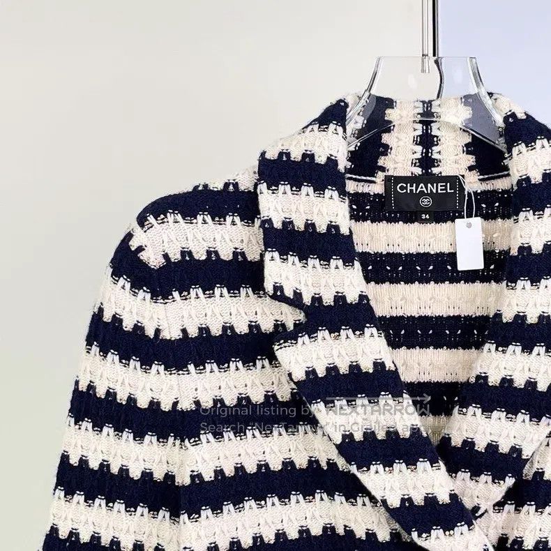 Chanel Chanel 21C blue and white striped knitted jacket Size XXS / US 00 / IT 34 - 3 Thumbnail