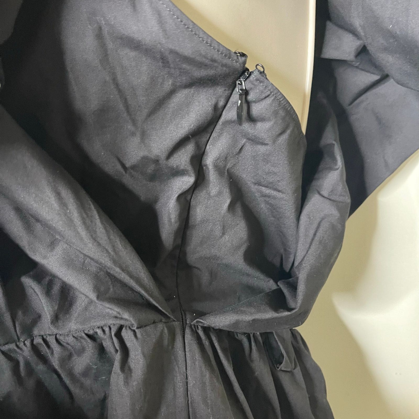 Other MANTU Black Deep V-Neck Ruffle Midi Dress no belt 46 US 10 Size L / US 10 / IT 46 - 10 Thumbnail