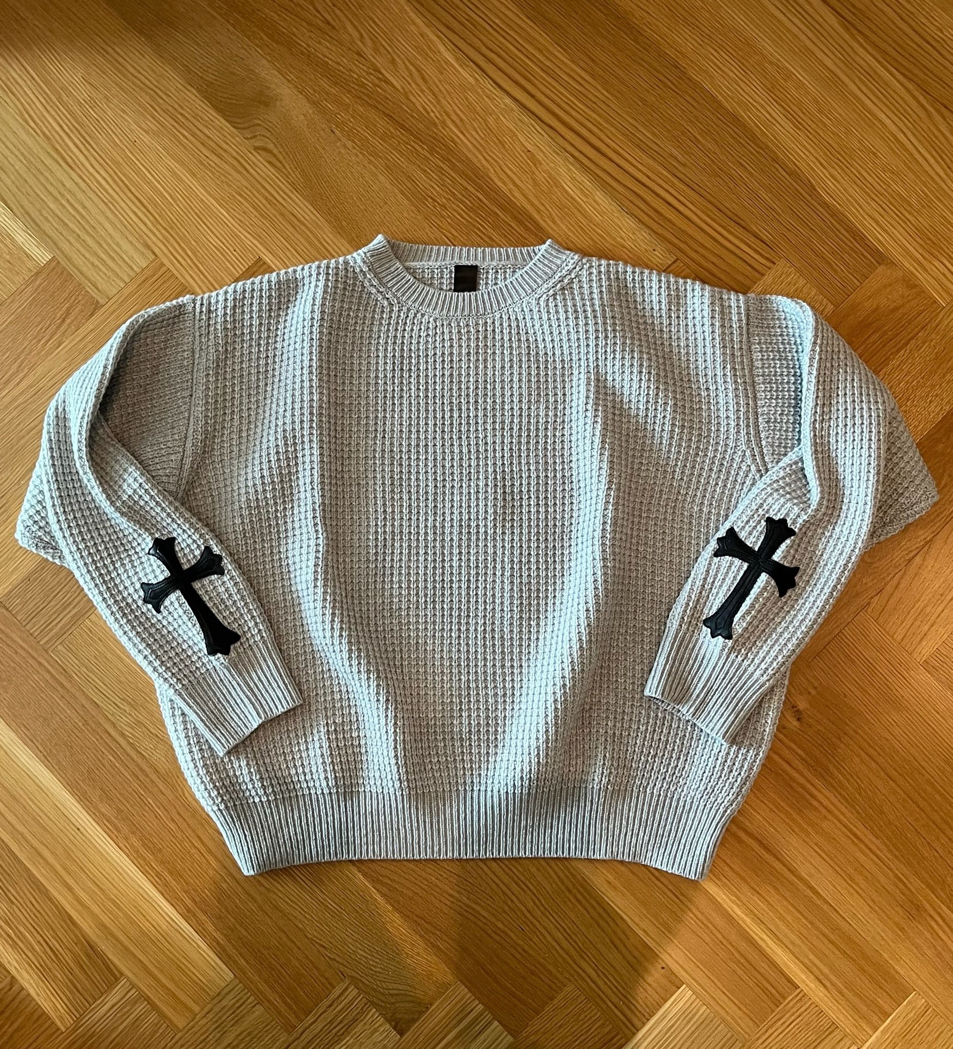 Chrome Hearts Chrome Hearts Hit + Run Grey Waffle Cashmere Sweater Size US S / EU 44-46 / 1 - 1 Thumbnail
