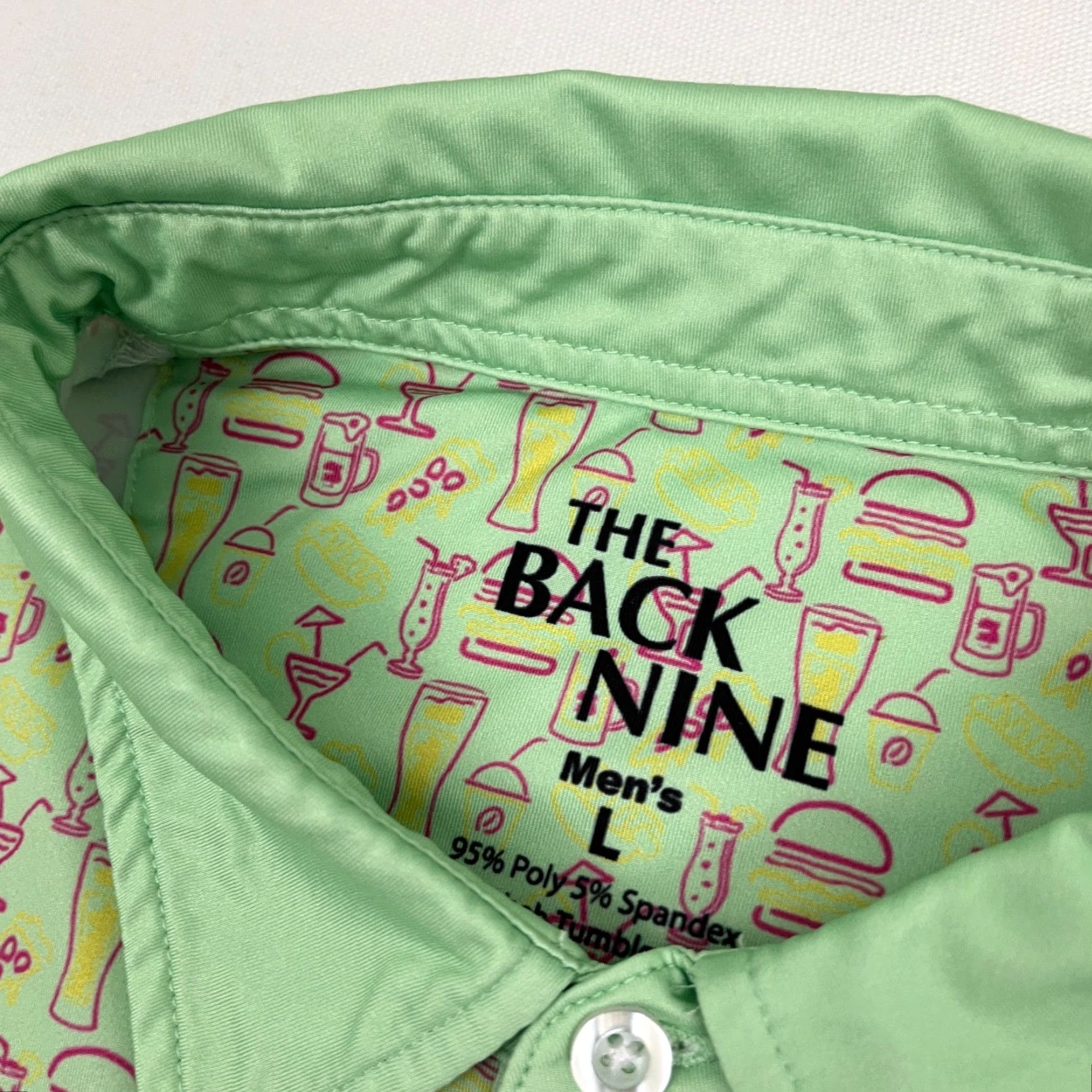 Vintage VINTAGE The Back Nine Golf Polo Shirt Mens Large Green Beer Drink Hot Dog Burger Active Size US L / EU 52-54 / 3 - 4 Thumbnail