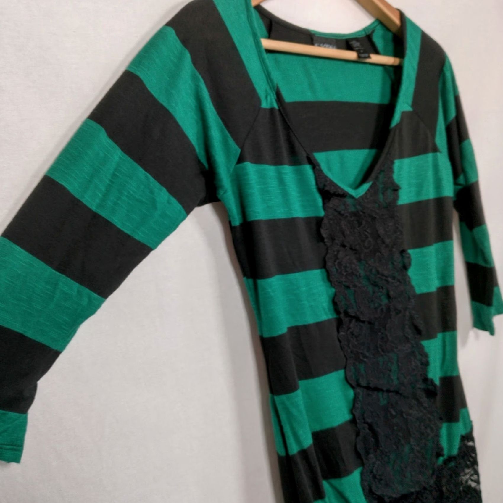 Vintage VINTAGE Daytrip Tunic Shirt Adults M Green Stripe V Neck Slim Lace Trim 3/4 Sleeve Burnout Y2K Women Mens Girls Size M / US 6-8 / IT 42-44 - 7 Thumbnail