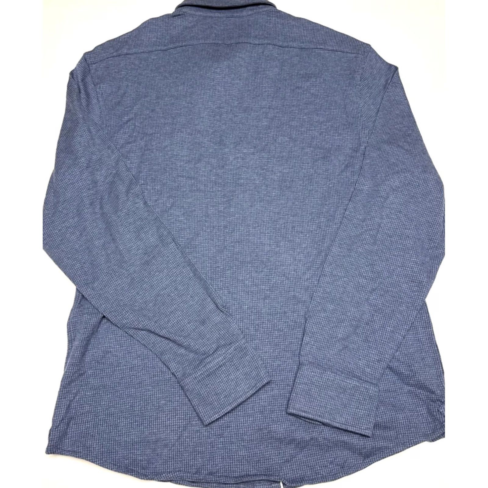 Cremieux Cremieux Button-Up Shirt Mens L Waffle Knit Thermal Long Sleeve Blue Cotton Polyester Solid Shirt Size US L / EU 52-54 / 3 - 3 Thumbnail