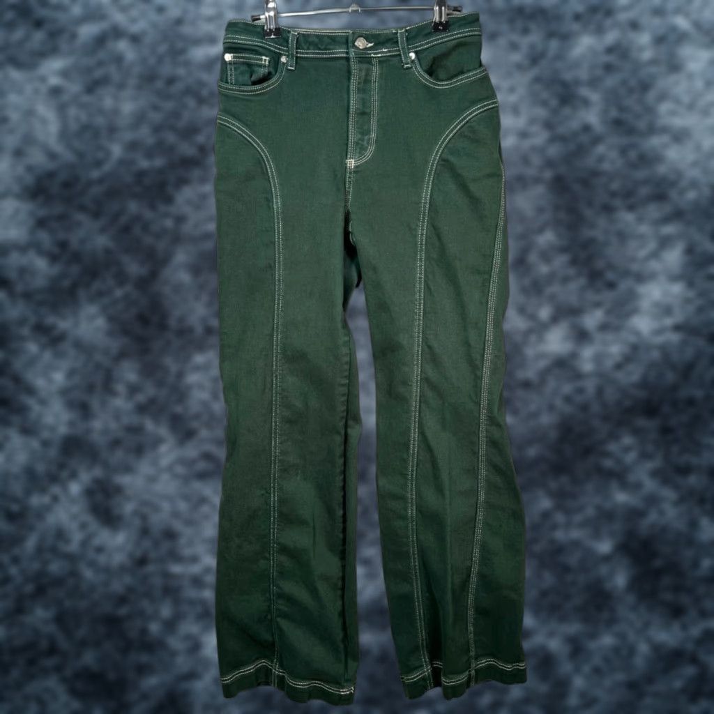 Free People Free People Jeans Womens 27 Green Flare Denim 5-Pocket High Rise Cotton Blend Bohemian Shoes Not Applicable Size 27" / US 4 / IT 40 - 1 Thumbnail