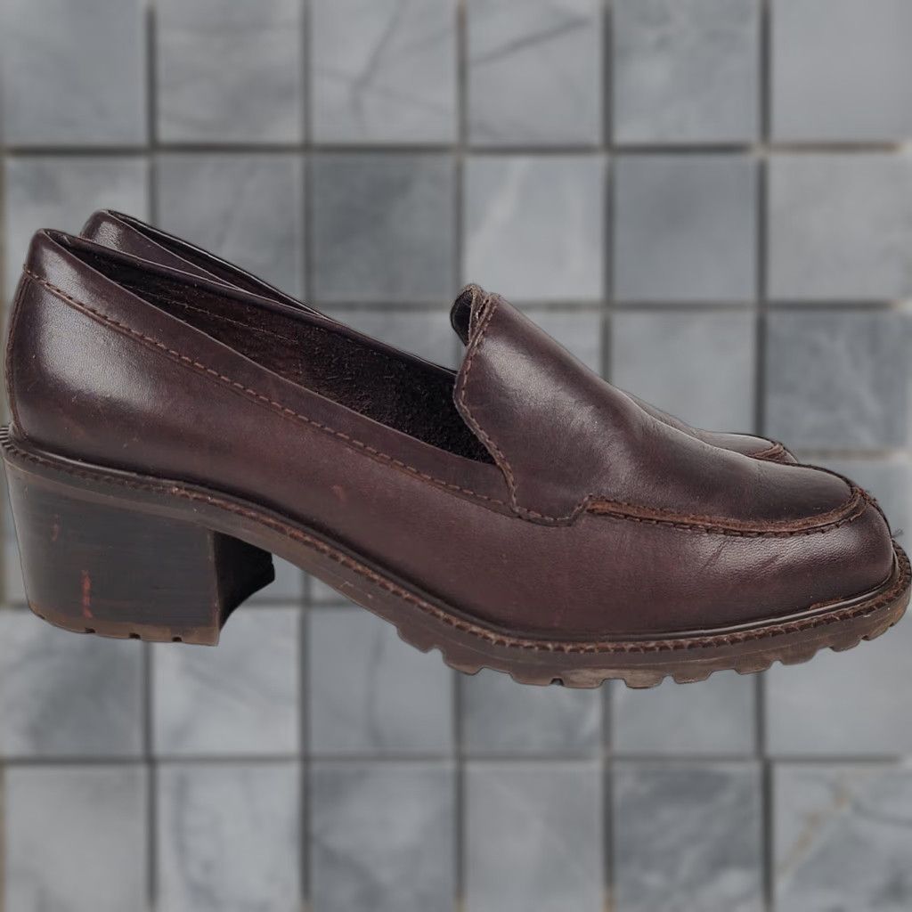 Nine West VINTAGE Nine West Brown Leather Penny Loafers Women Closed Toe Slip On Penny Loafers Size 8M Brown Leather Heeled Penny Loafers Women Size US 6 / IT 36 - 1 Thumbnail