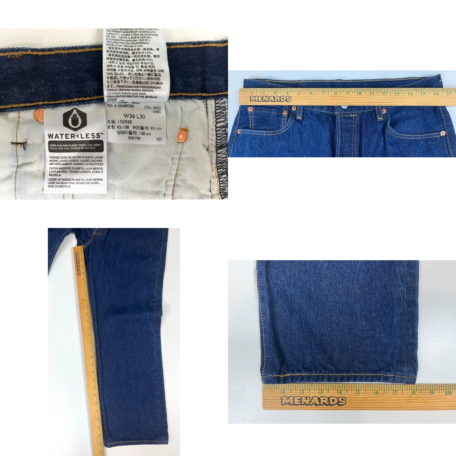 Levi's Levi's 501 Jeans Straight Denim Dark Blue 36x30 Men’s Jeans Regular Modern 5-Pocket Belt Loops Pants Size US 36 / EU 52 - 8 Thumbnail