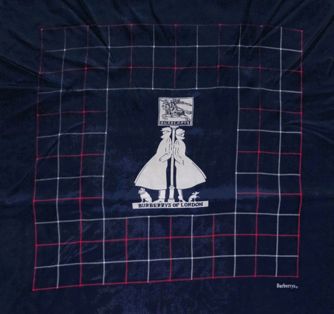 Burberry BURBERRY BB LONDON Novacheck Plaid Vintage Blue Silk Scarf Size ONE SIZE - 1 Thumbnail