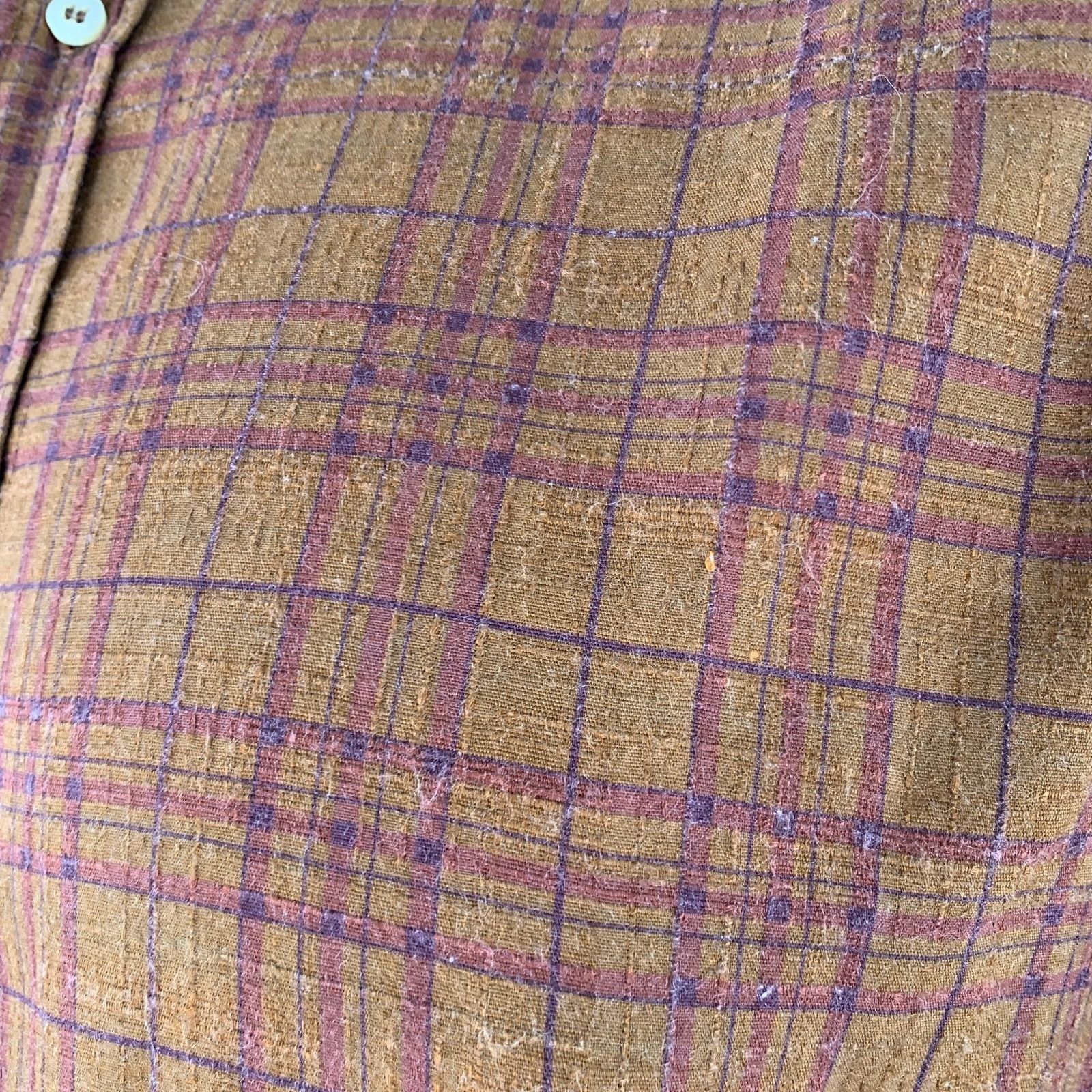 Bevilacqua Brown Purple Checkered Cotton Blend Long Sleeve Shirt Size US XL / EU 56 / 4 - 4 Thumbnail