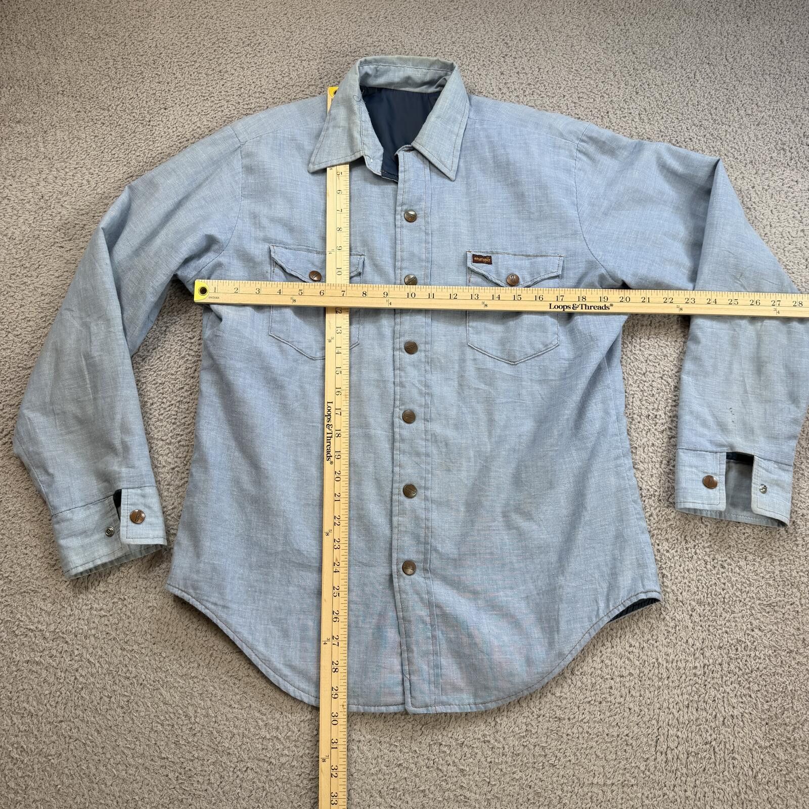 Wrangler Vintage Wrangler Lined Chambray Work Shirt Jacket Light Blue Size US L / EU 52-54 / 3 - 3 Thumbnail