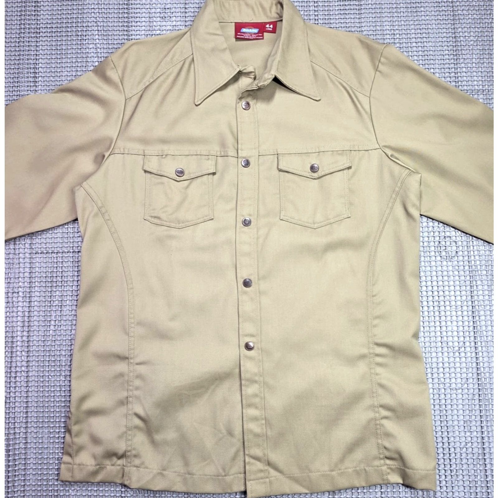 Dickies VINTAGE Dickies Shirt Jacket 44L Beige Heavy Canvas USA Shacket Men 70s 80s Workwear Snap Button All Seasons Pockets Collar MID-LENGTH Jacket Size US XXL / EU 58 / 5 - 5 Thumbnail
