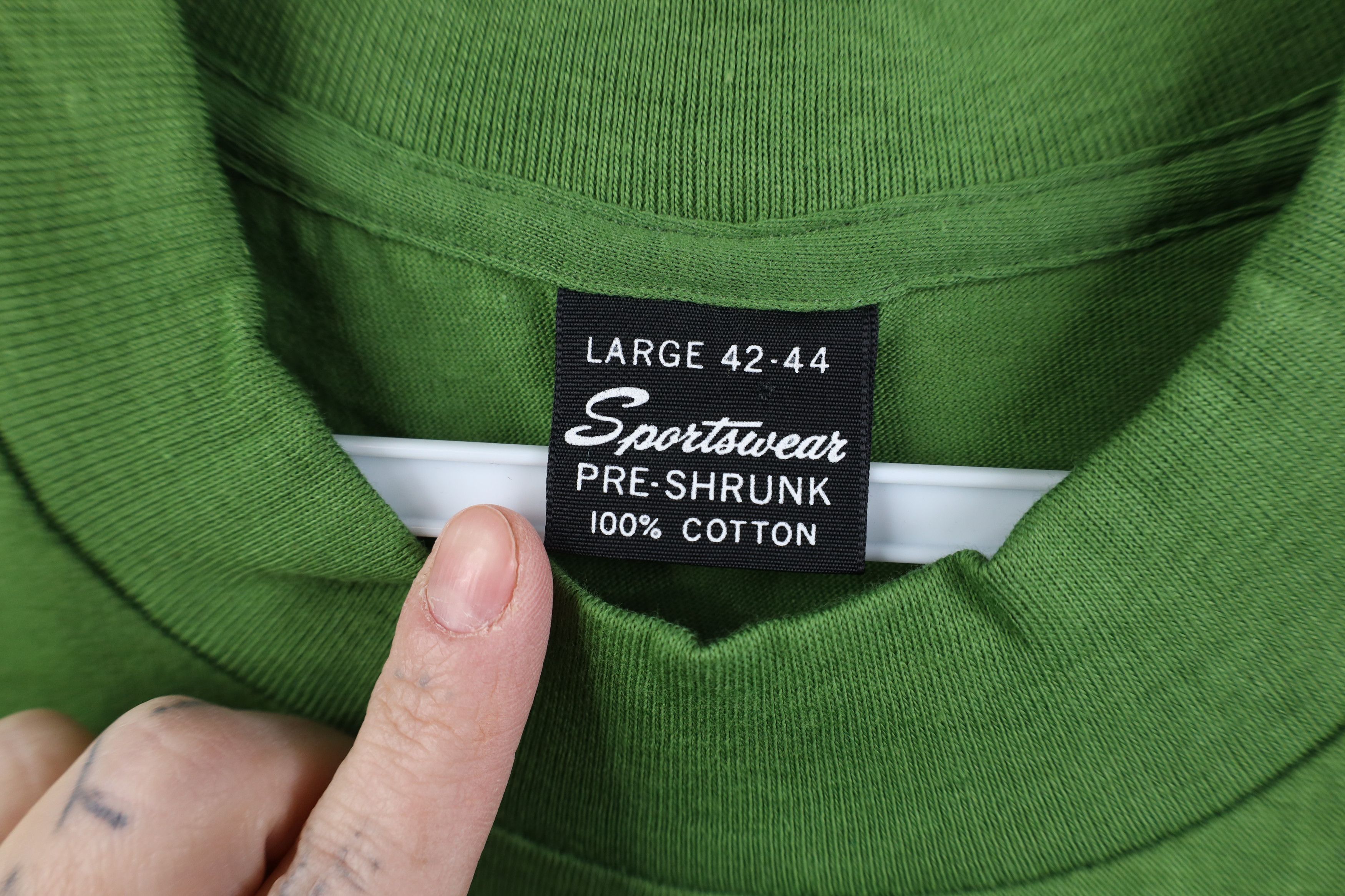 Vintage Deadstock Vintage 60s 70s Cotton T-Shirt Grass Green USA Size US L / EU 52-54 / 3 - 8 Thumbnail