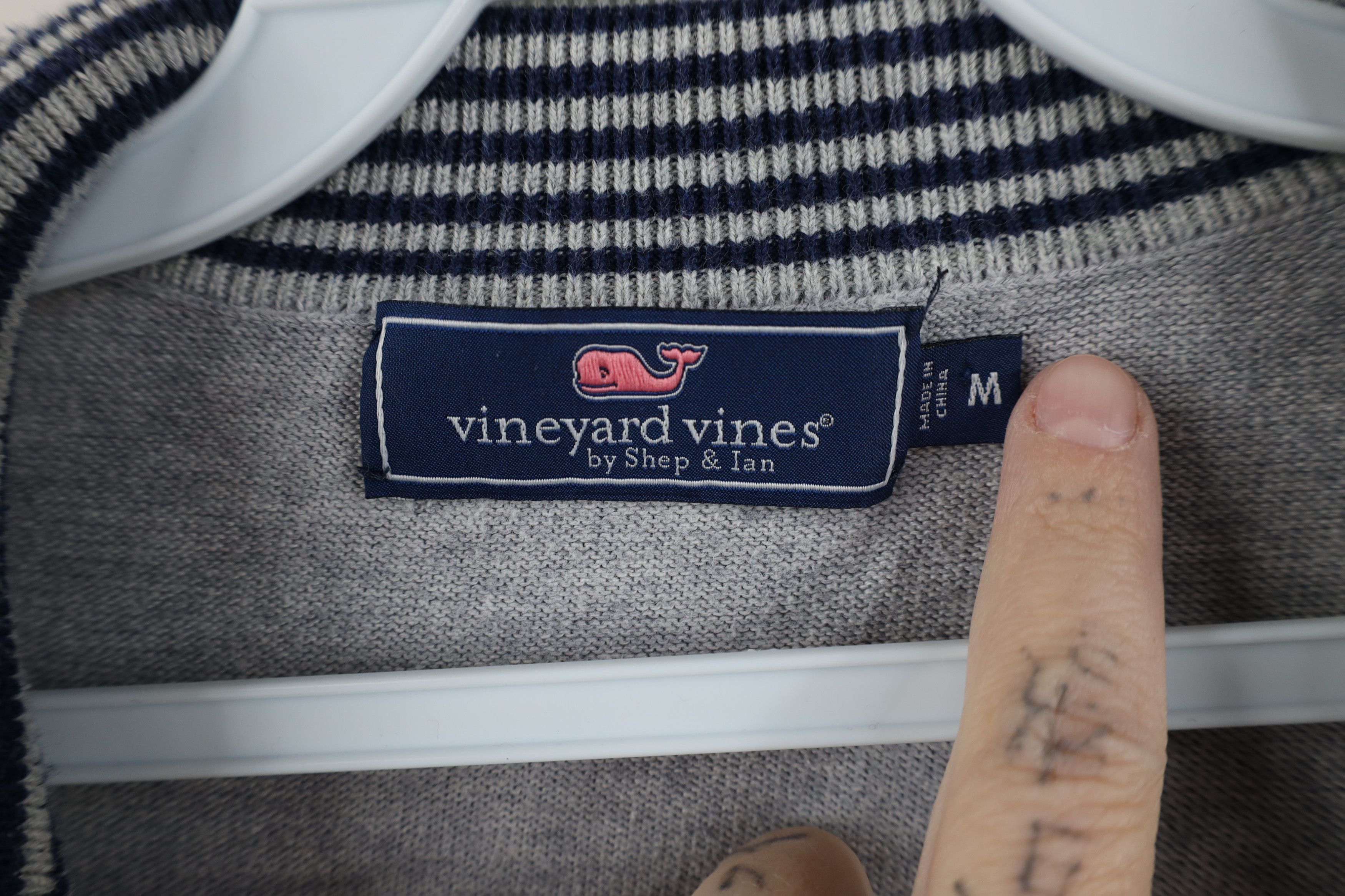 Vineyard Vines Vineyard Vines Logo Cotton Ribbed Knit Half Zip Sweater Gray Size US M / EU 48-50 / 2 - 7 Thumbnail