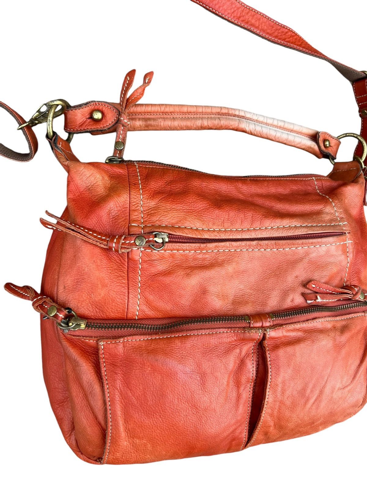 Leather Kissora Japan Sun Faded Patina Leather 2 Way Sling Bag Size ONE SIZE - 8 Thumbnail