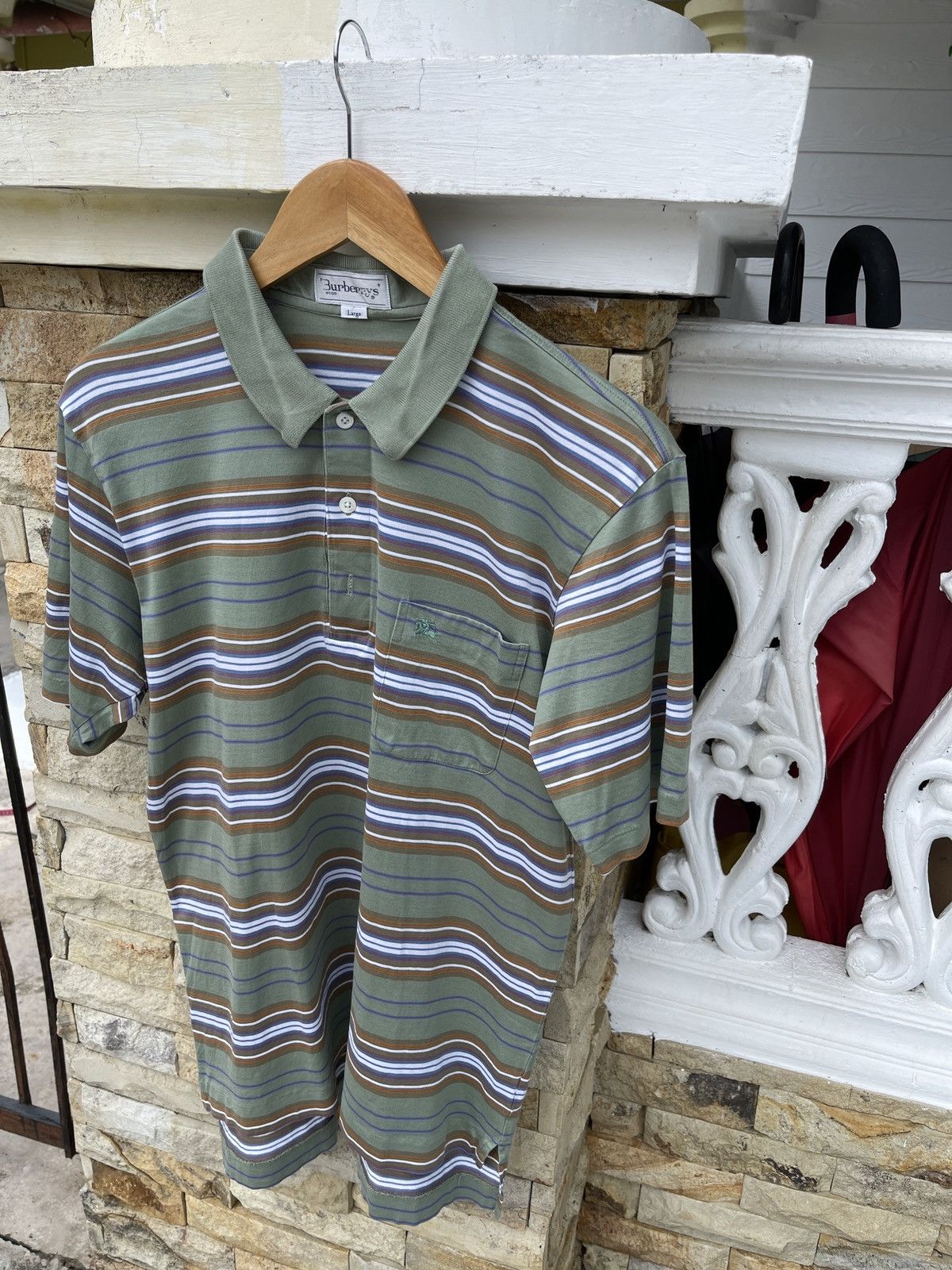 Burberry × OVER THE STRiPES × Vintage Last Drop🔥Rare🔥Vintage BURBERRY’S Polo Striped Shirt Size US M / EU 48-50 / 2 - 3 Thumbnail