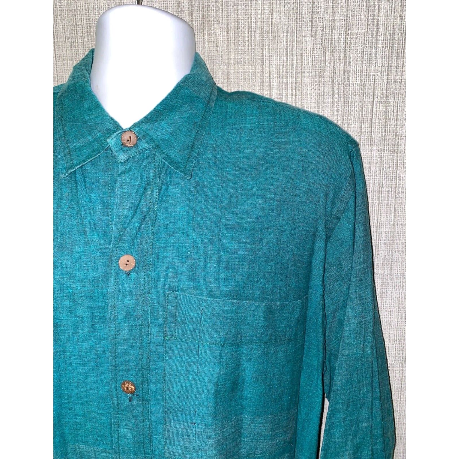 Vintage Ganesh Long Sleeve Button-Up Shirt Adult XL Green Casual Mens Size US XL / EU 56 / 4 - 2 Thumbnail