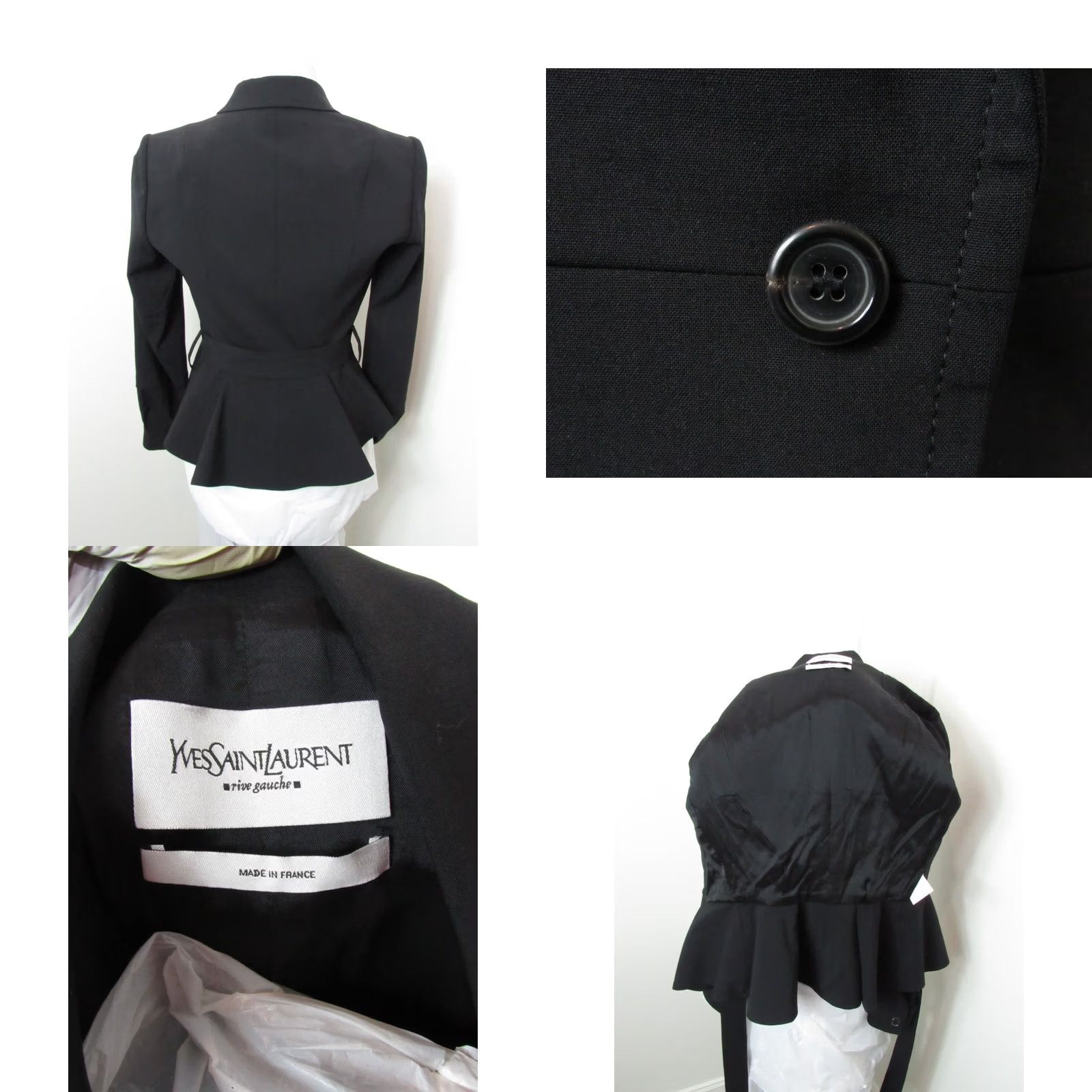Yves Saint Laurent VINTAGE Saint Laurent Blazer Women Wool Double Breasted Black 42 Collared Padded Fully Lined Vintage YSL Rive Gauche by Tom Ford Size M / US 6-8 / IT 42-44 - 10 Thumbnail