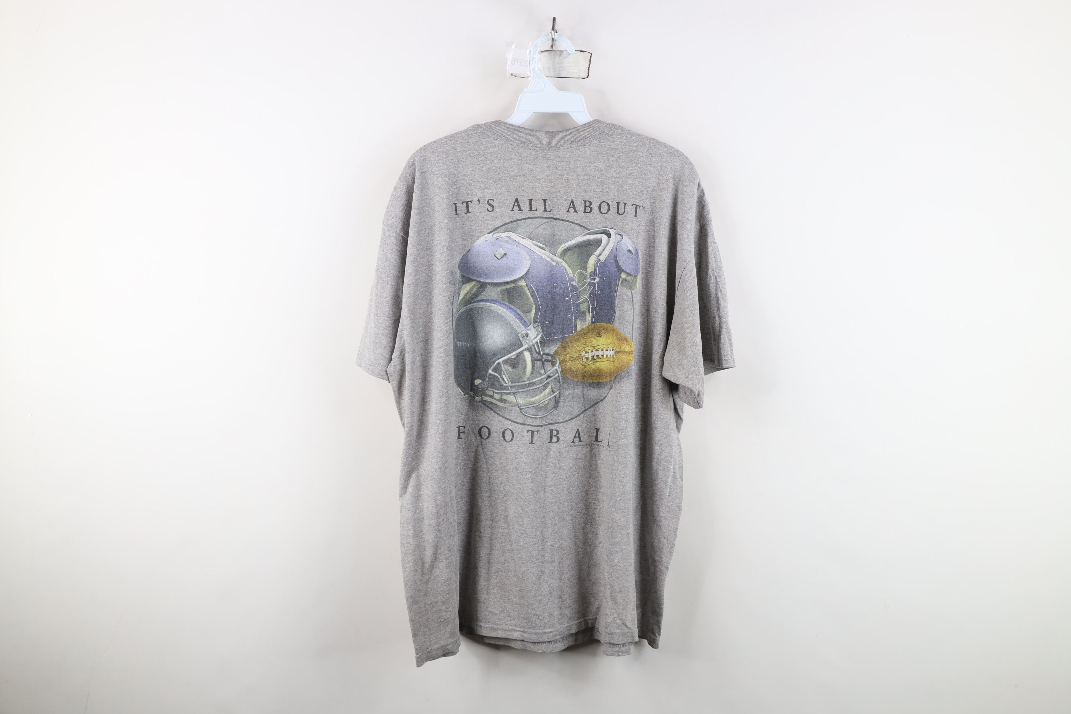 Vintage Vintage Y2K Spell Out It's All About Football T-Shirt Gray Size US XL / EU 56 / 4 - 14 Thumbnail