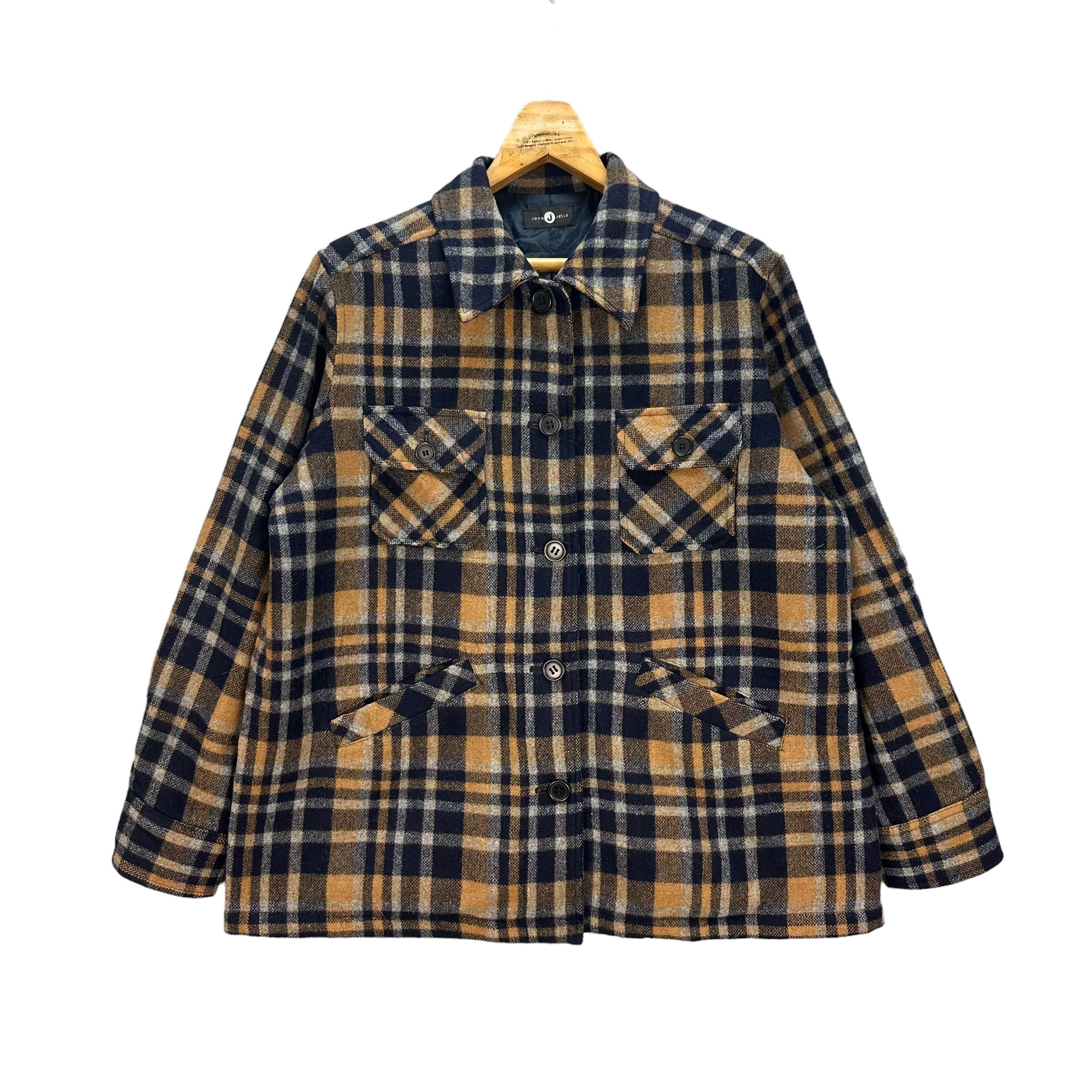 Japanese Brand JOHN JELLO TARTAN WOOL FLANNEL JACKET #8069-200 Size XL / US 12-14 / IT 48-50 - 1 Thumbnail
