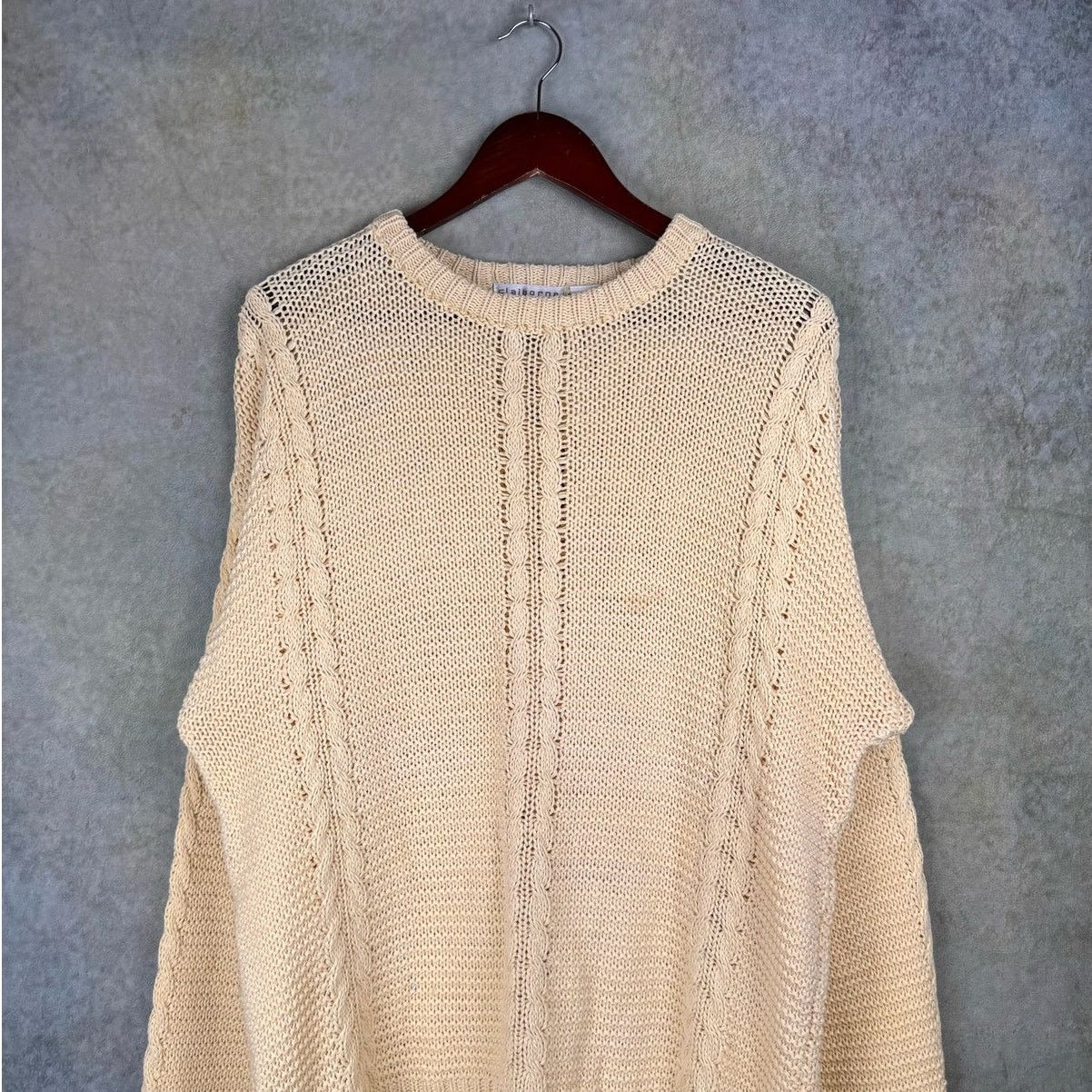 Liz Claiborne × Vintage VTG 90s Claiborne Cable Knit Sweater Mens Sz L Yellow Size US L / EU 52-54 / 3 - 2 Thumbnail