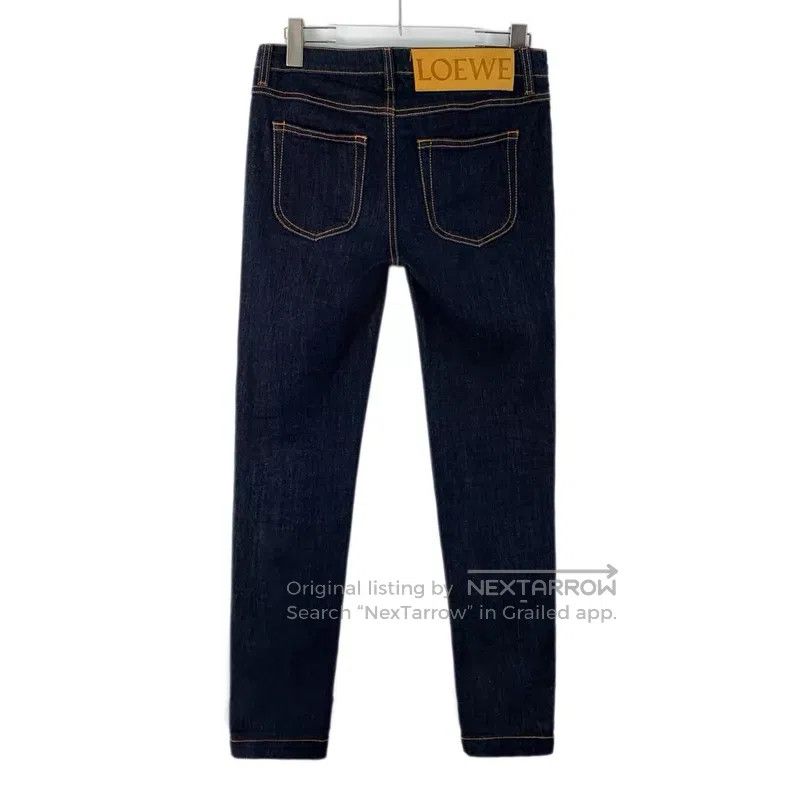Loewe Loewe Dark Blue Logo Leather Patch Cotton Casual Denim Tro Size 25" / US 0 / IT 36 - 2 Thumbnail