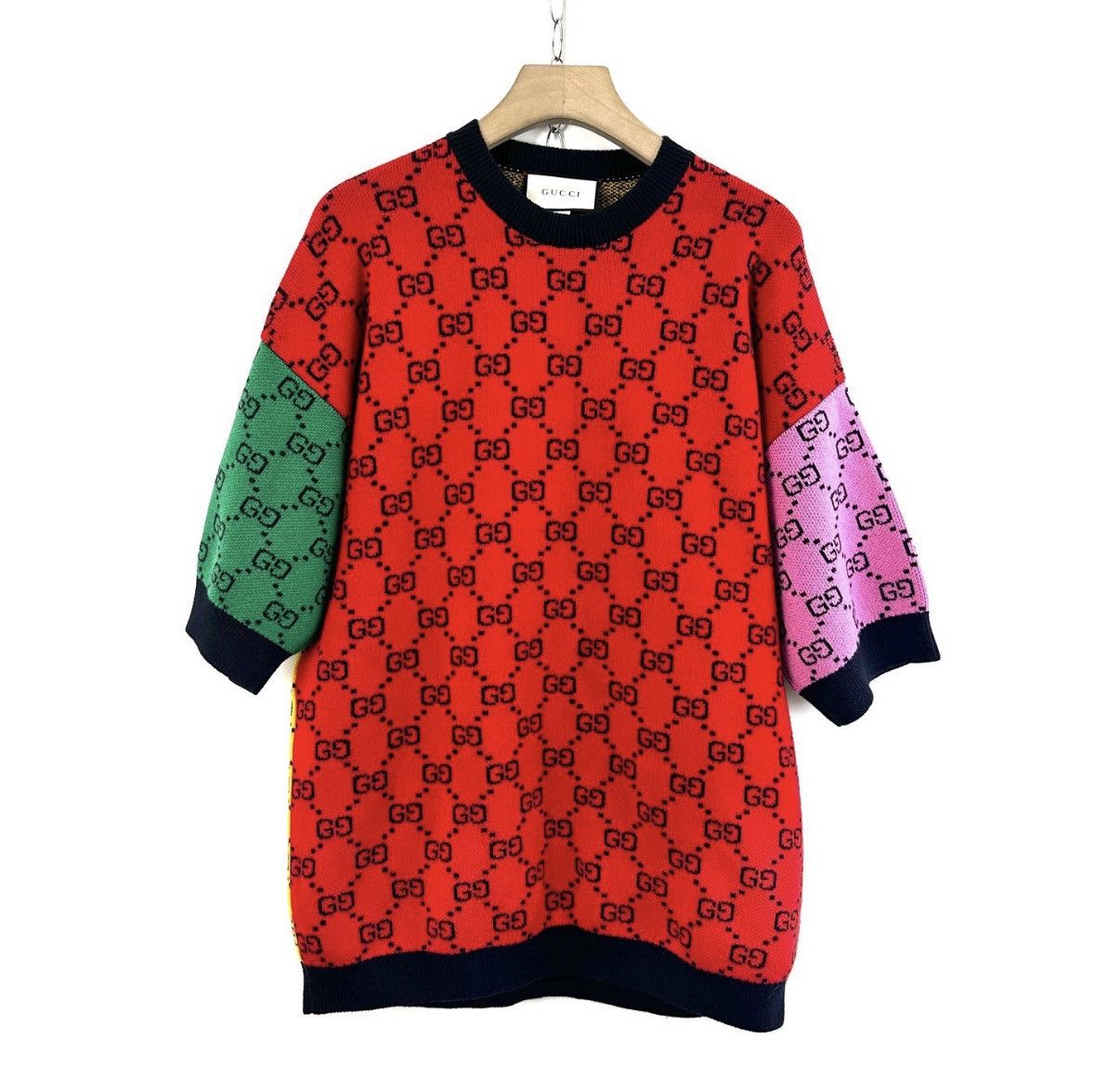 Gucci GUCCI / Women's Contrast GG Print Short Sleeve Knit Top K12 Size US M / EU 48-50 / 2 - 1 Thumbnail