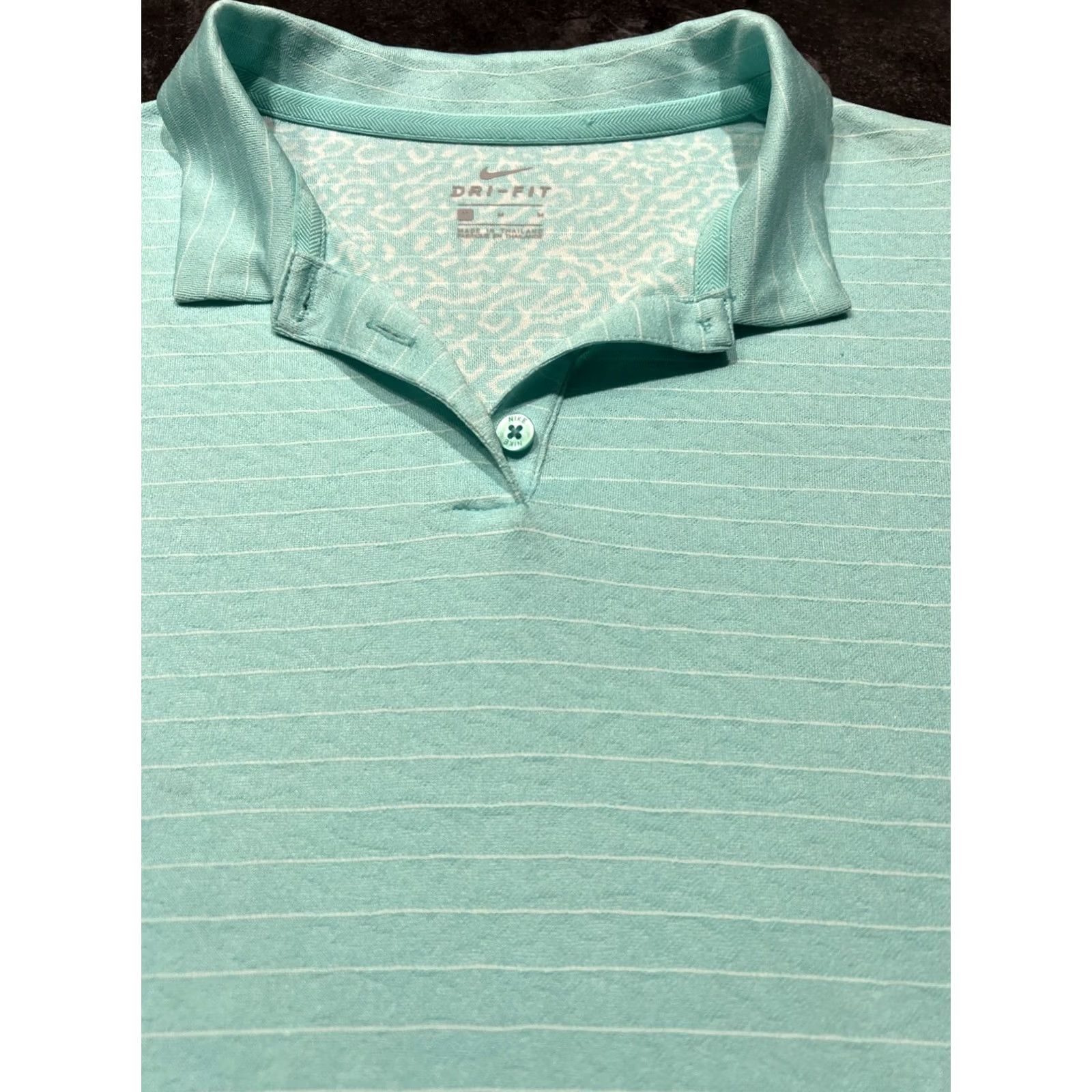 Nike Nike Dri-FIT Polo Shirt Womens M Aqua Green Stripe Long Sleeve Golf Shirt Size M / US 6-8 / IT 42-44 - 6 Thumbnail