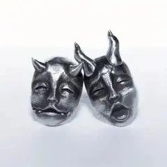 Jewelry Gothic Retro Silver Mask Earrings Size ONE SIZE - 4 Thumbnail